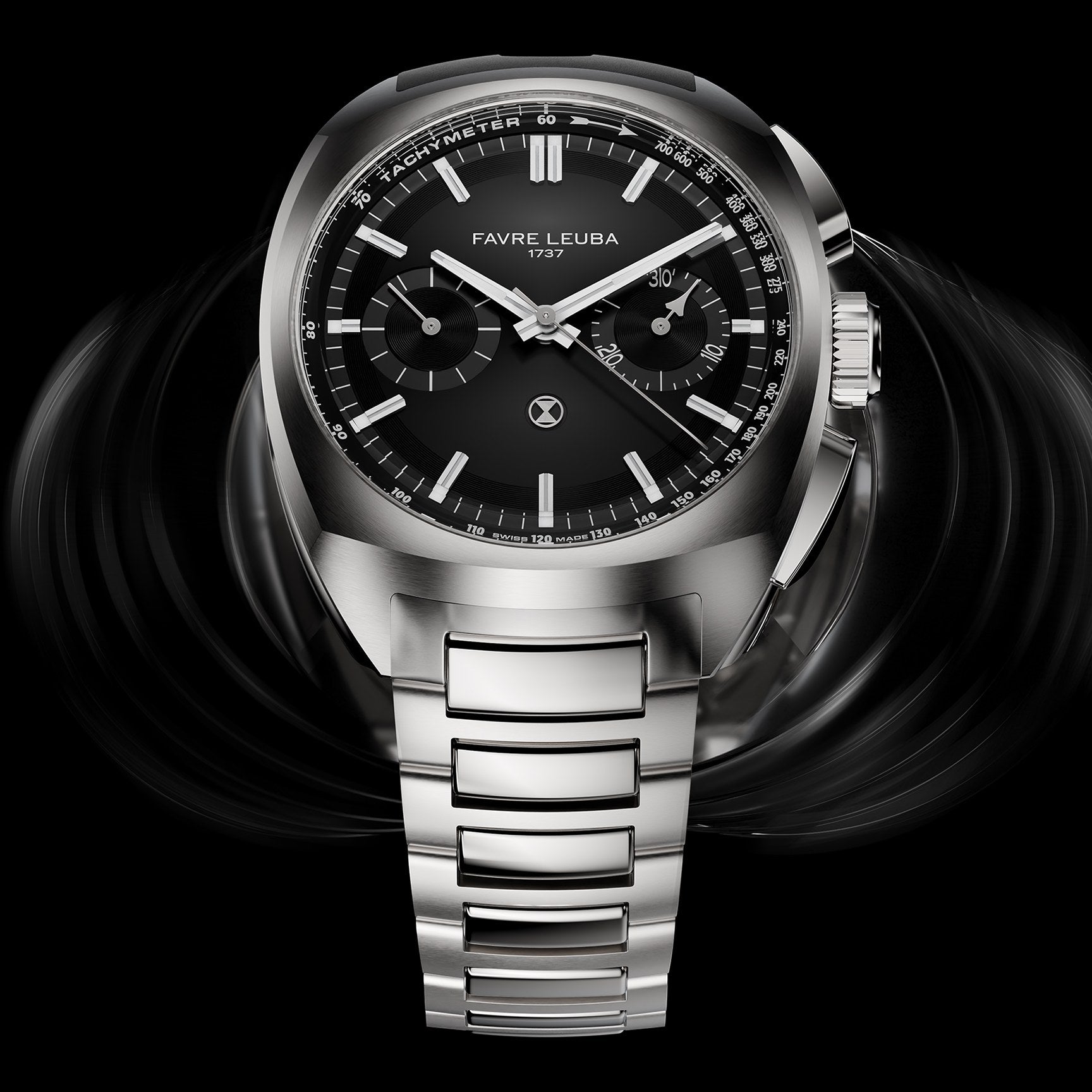 FAVRE LEUBA Chief Chronograph – Black Dial, Steel Bracelet — 5