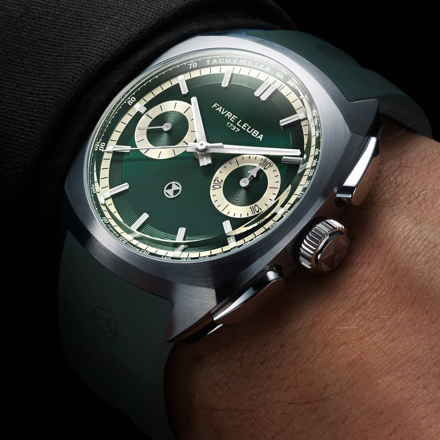 FAVRE LEUBA Chief Chronograph – British Racing Green Dial, Rubber Strap — 2