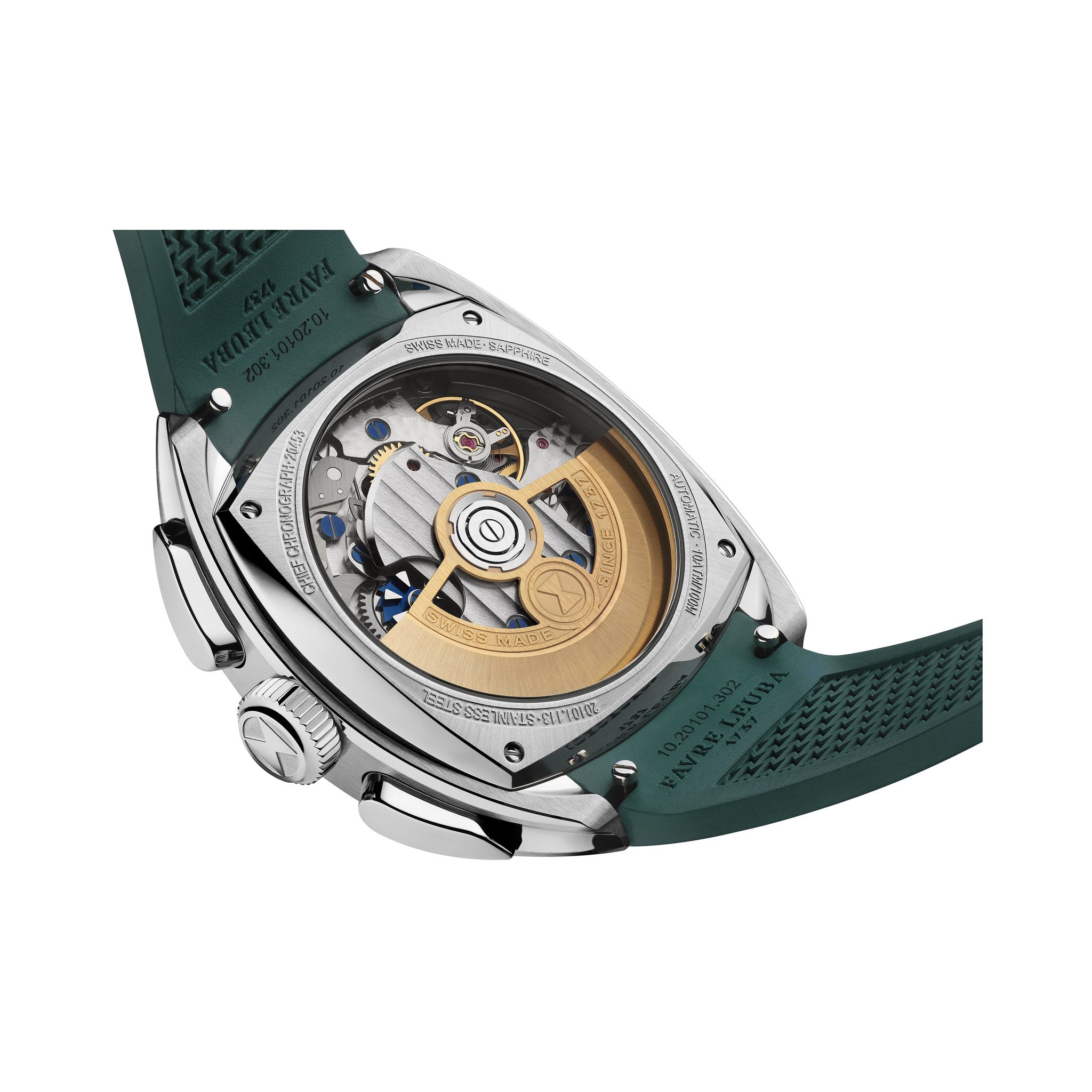 FAVRE LEUBA Chief Chronograph – British Racing Green Dial, Rubber Strap — 6