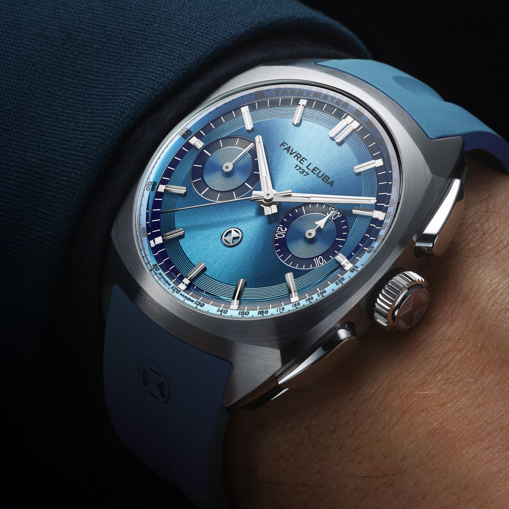 FAVRE LEUBA Chief Chronograph – Ice Blue Dial, Rubber Strap — 2