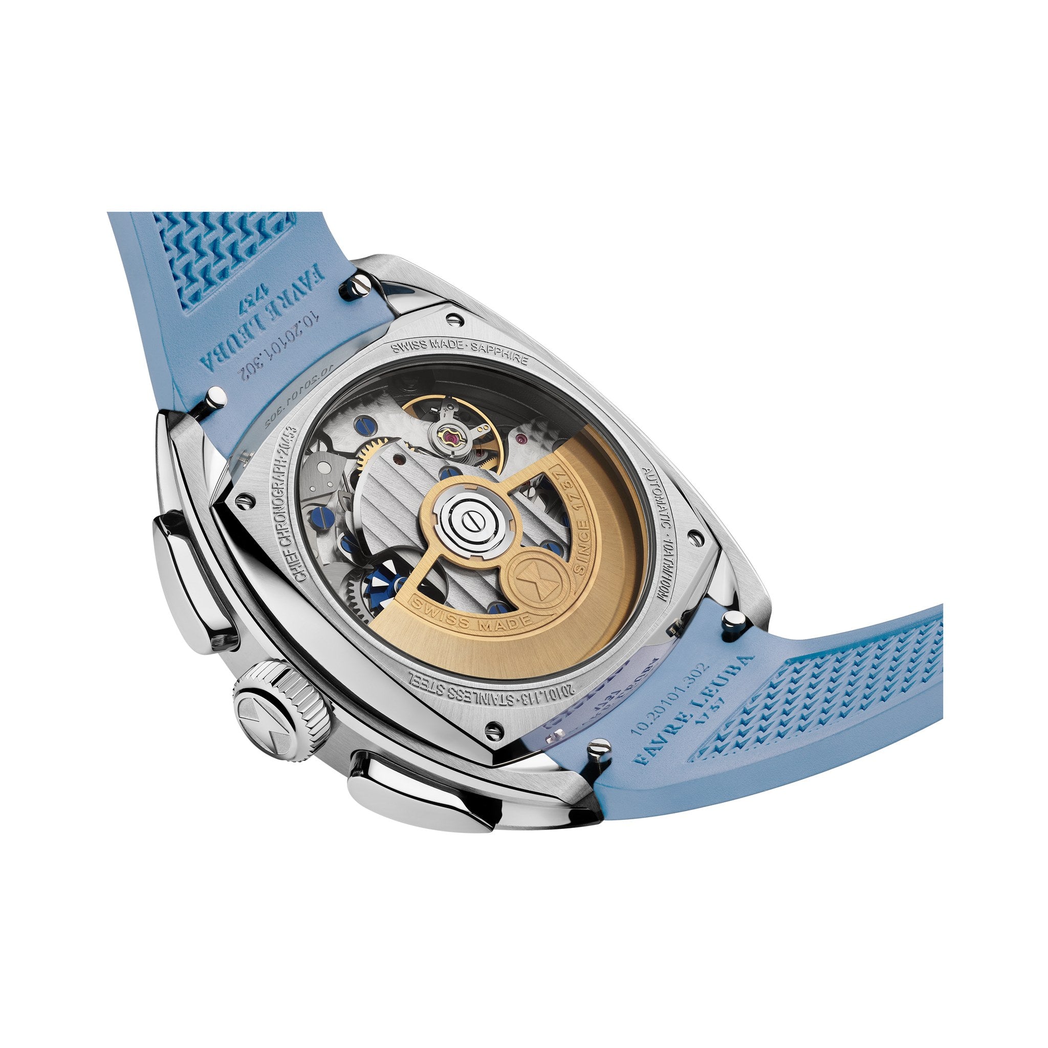 FAVRE LEUBA Chief Chronograph – Ice Blue Dial, Rubber Strap — 7
