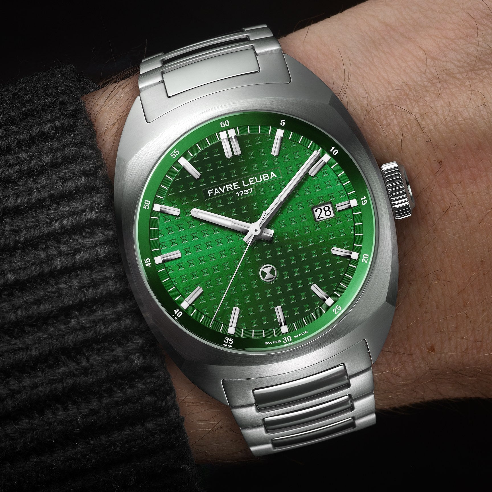 FAVRE LEUBA Chief Date – Green Dial, Steel Bracelet — 2