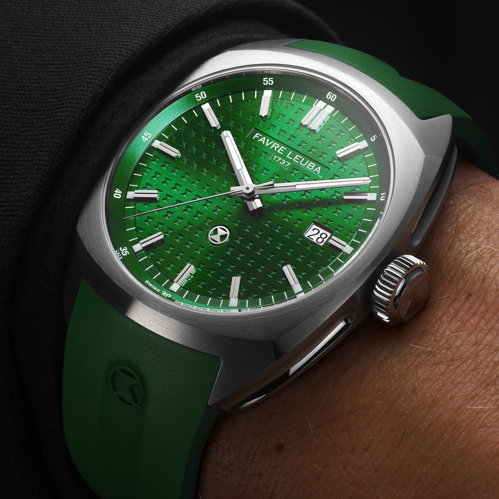 FAVRE LEUBA Chief Date – Green Dial, Rubber Strap — 2