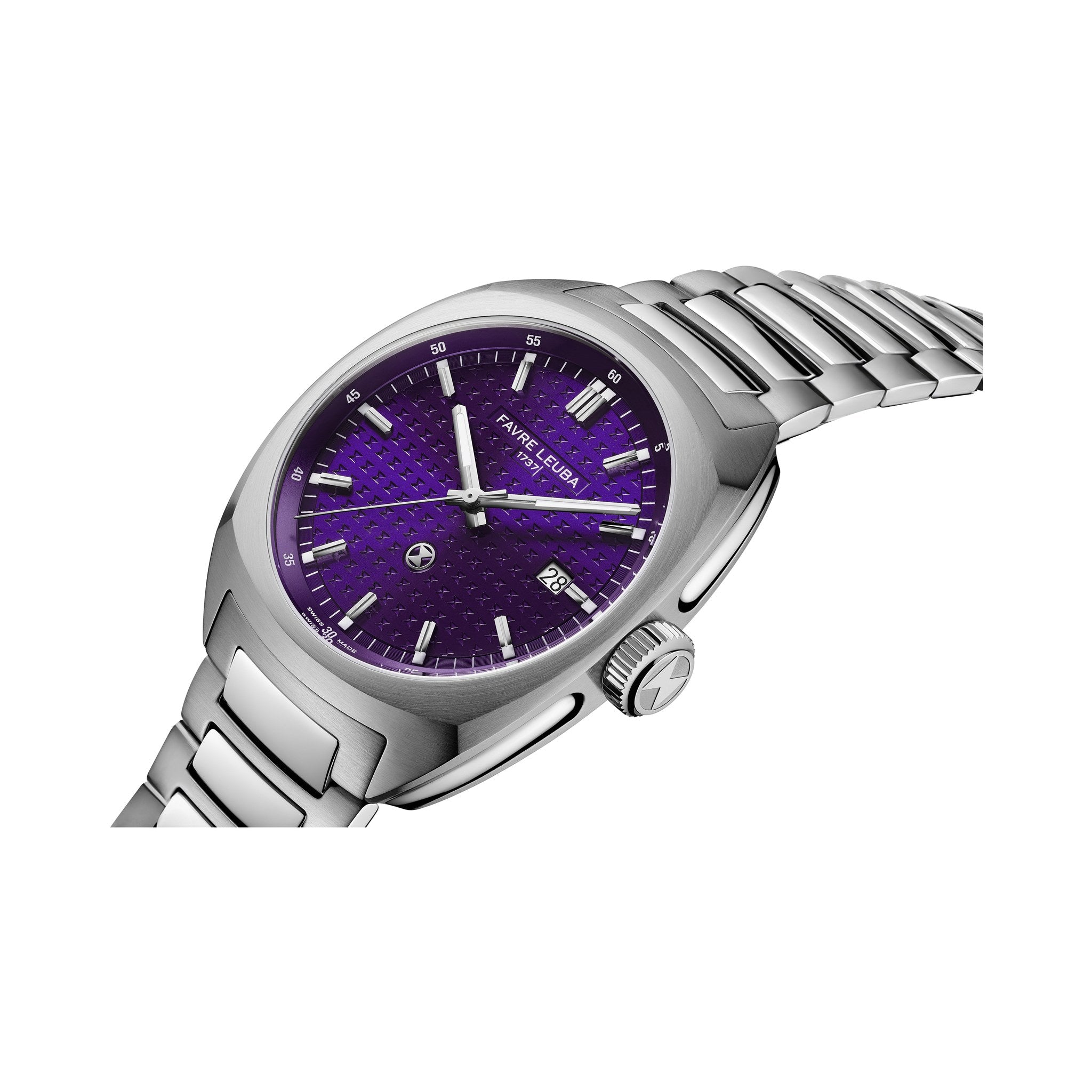FAVRE LEUBA Chief Date – Royal Purple Dial, Steel Bracelet