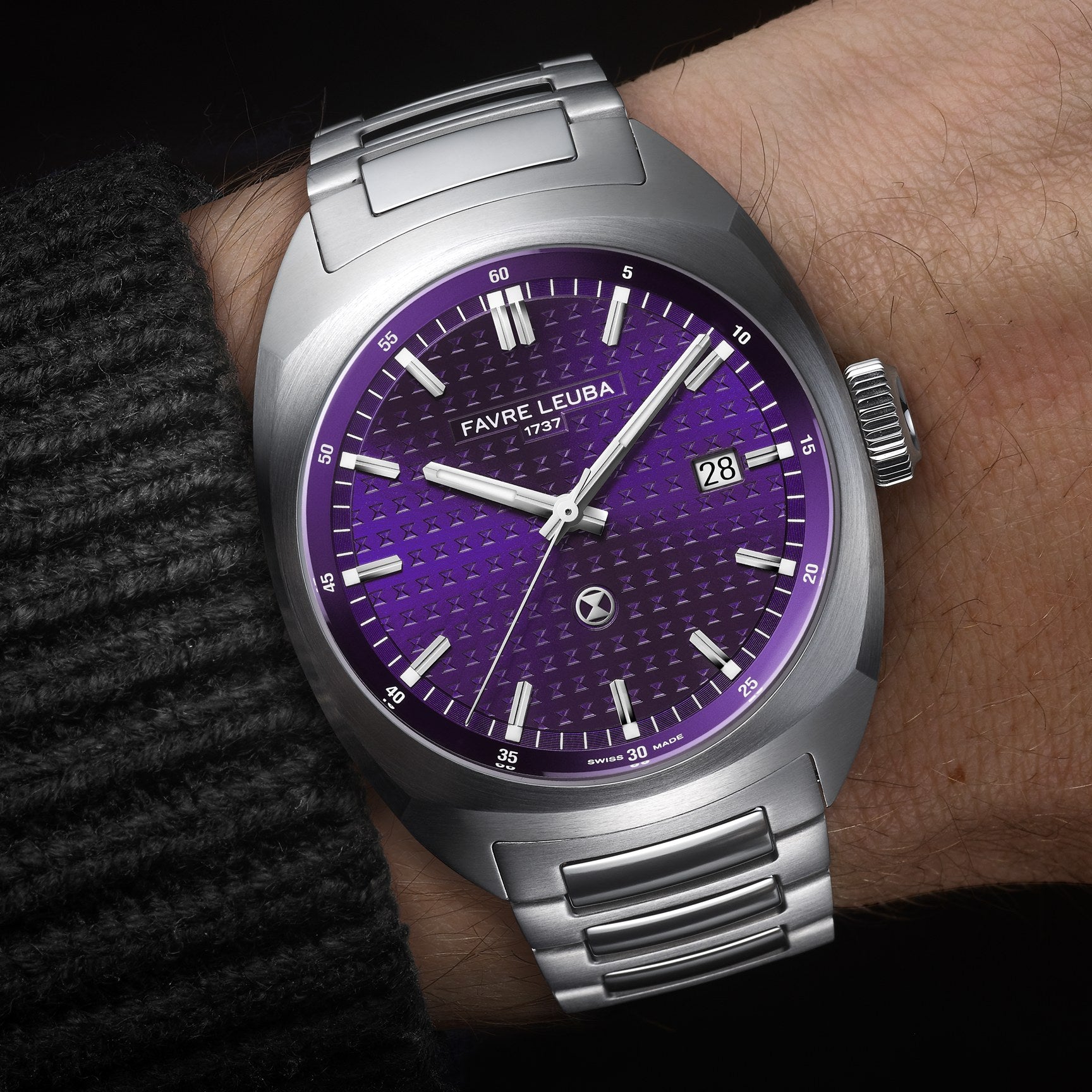 FAVRE LEUBA Chief Date – Royal Purple Dial, Steel Bracelet — 2
