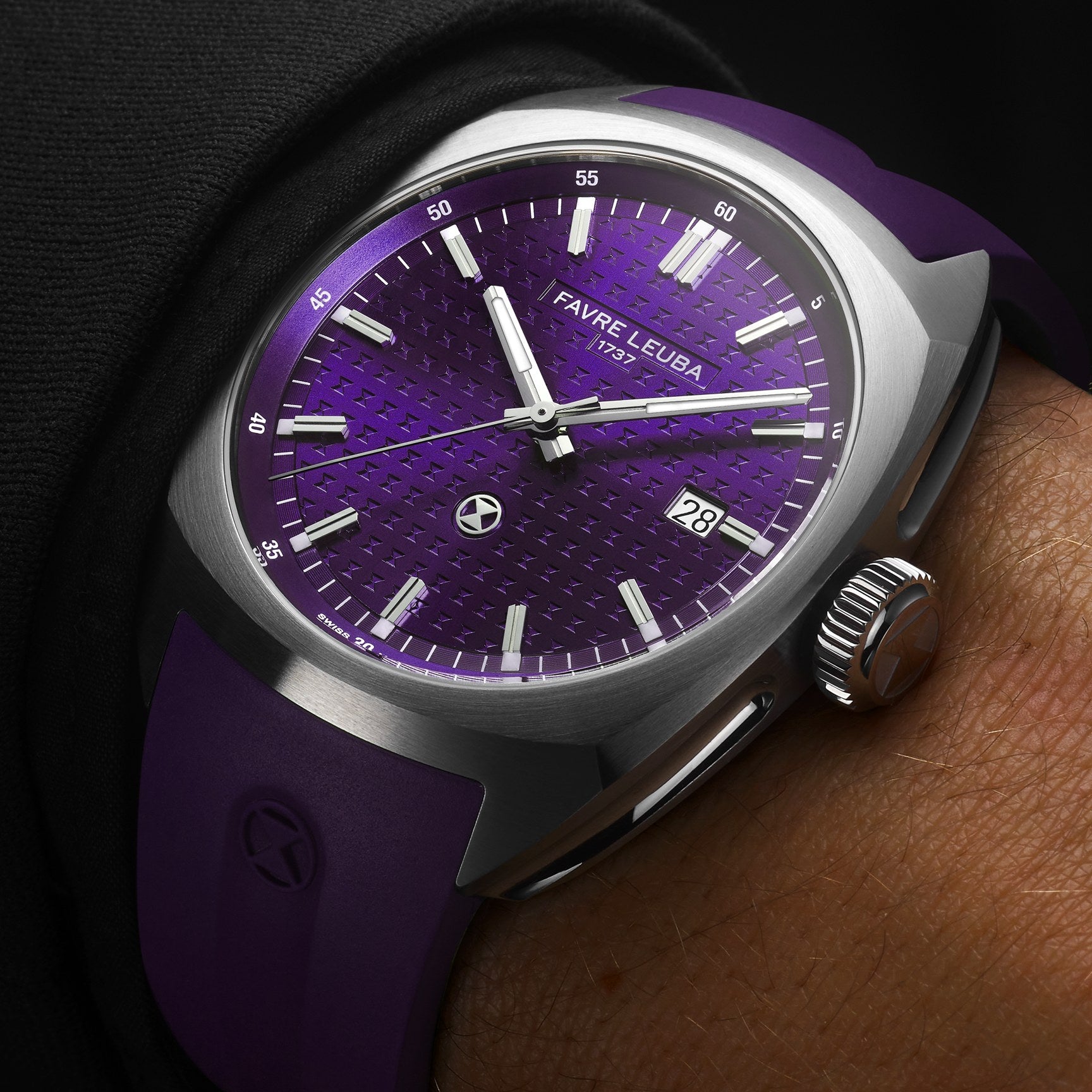 FAVRE LEUBA Chief Date – Royal Purple Dial, Rubber Strap — 2
