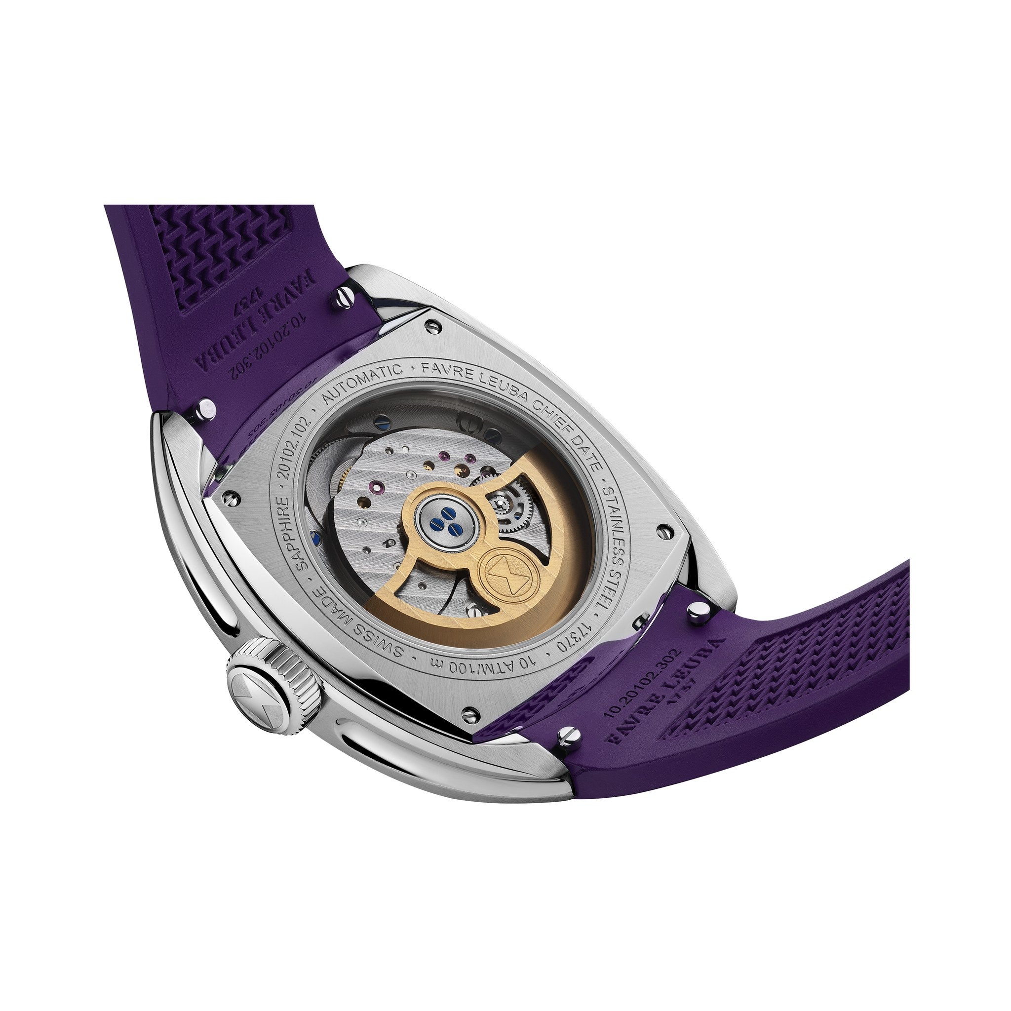 FAVRE LEUBA Chief Date – Royal Purple Dial, Rubber Strap — 7