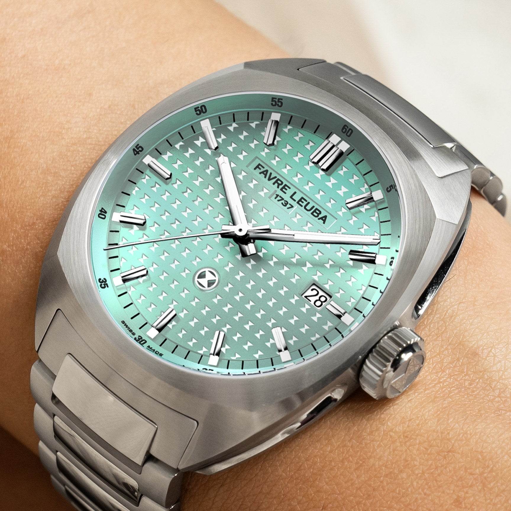 FAVRE LEUBA Chief Date – Mint Green Dial, Steel Bracelet — 2