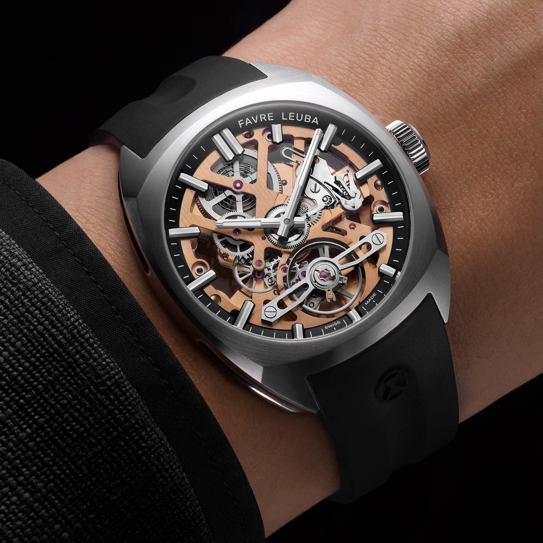FAVRE LEUBA Chief Skeleton – Gold Movement, Black Minute Ring — 3