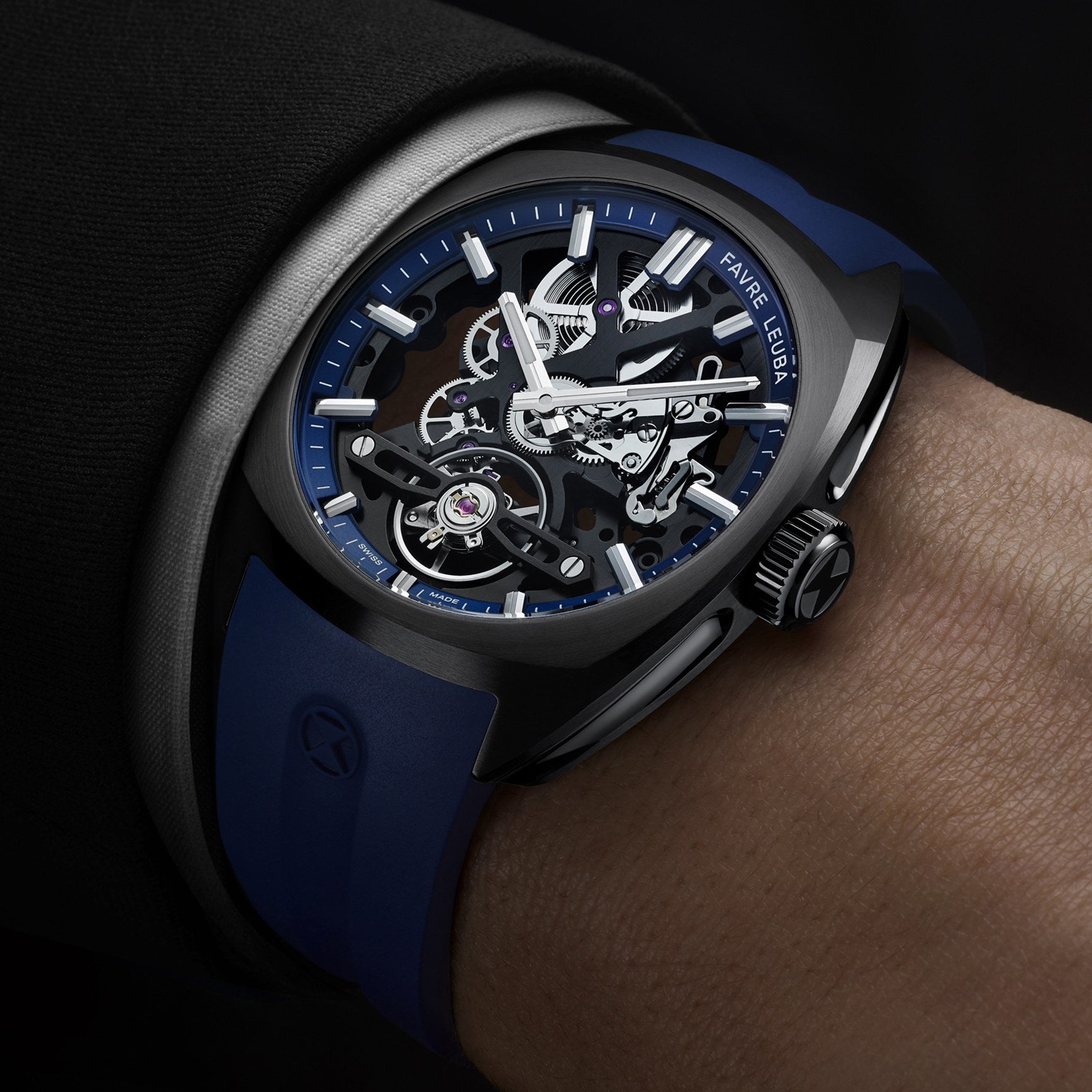 FAVRE LEUBA Chief Skeleton – Black Movement, Blue Minute Ring — 2
