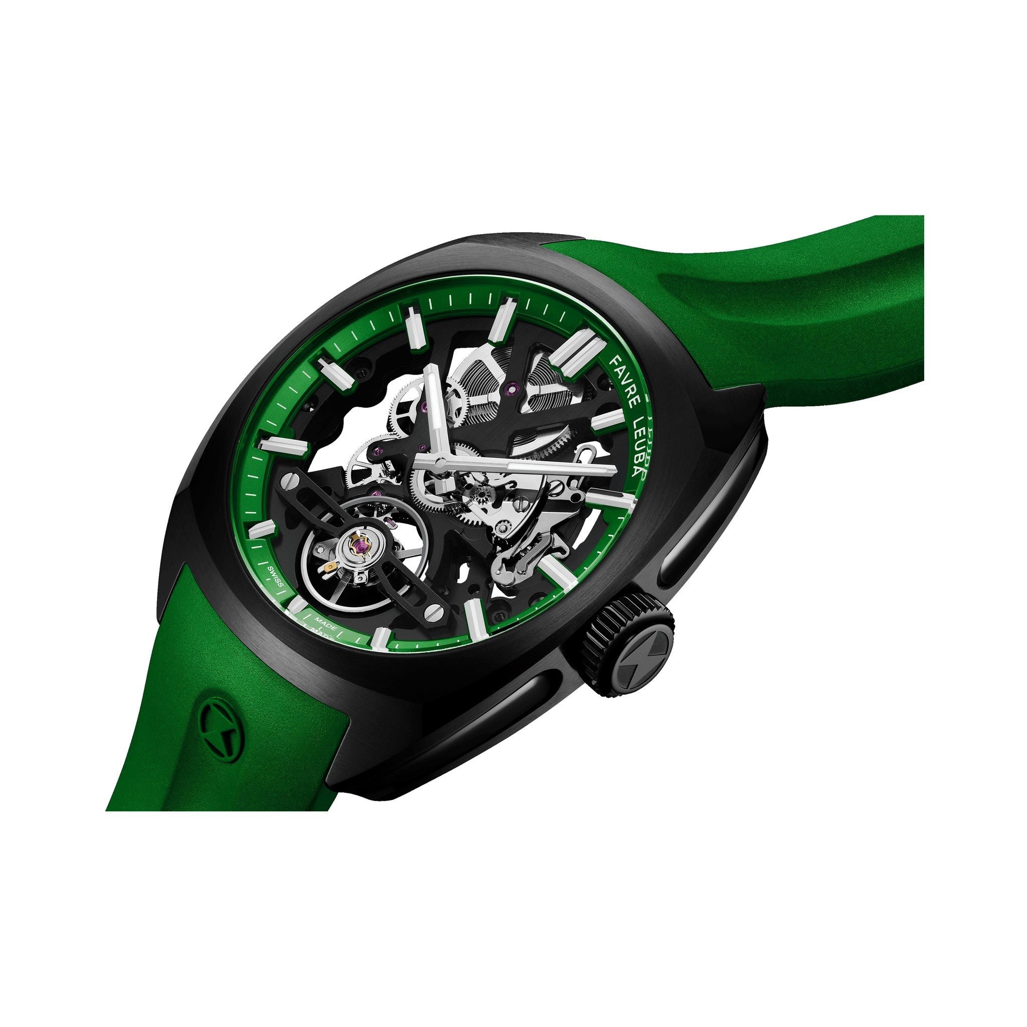 FAVRE LEUBA Chief Skeleton – Black Movement, Green Minute Ring — 8