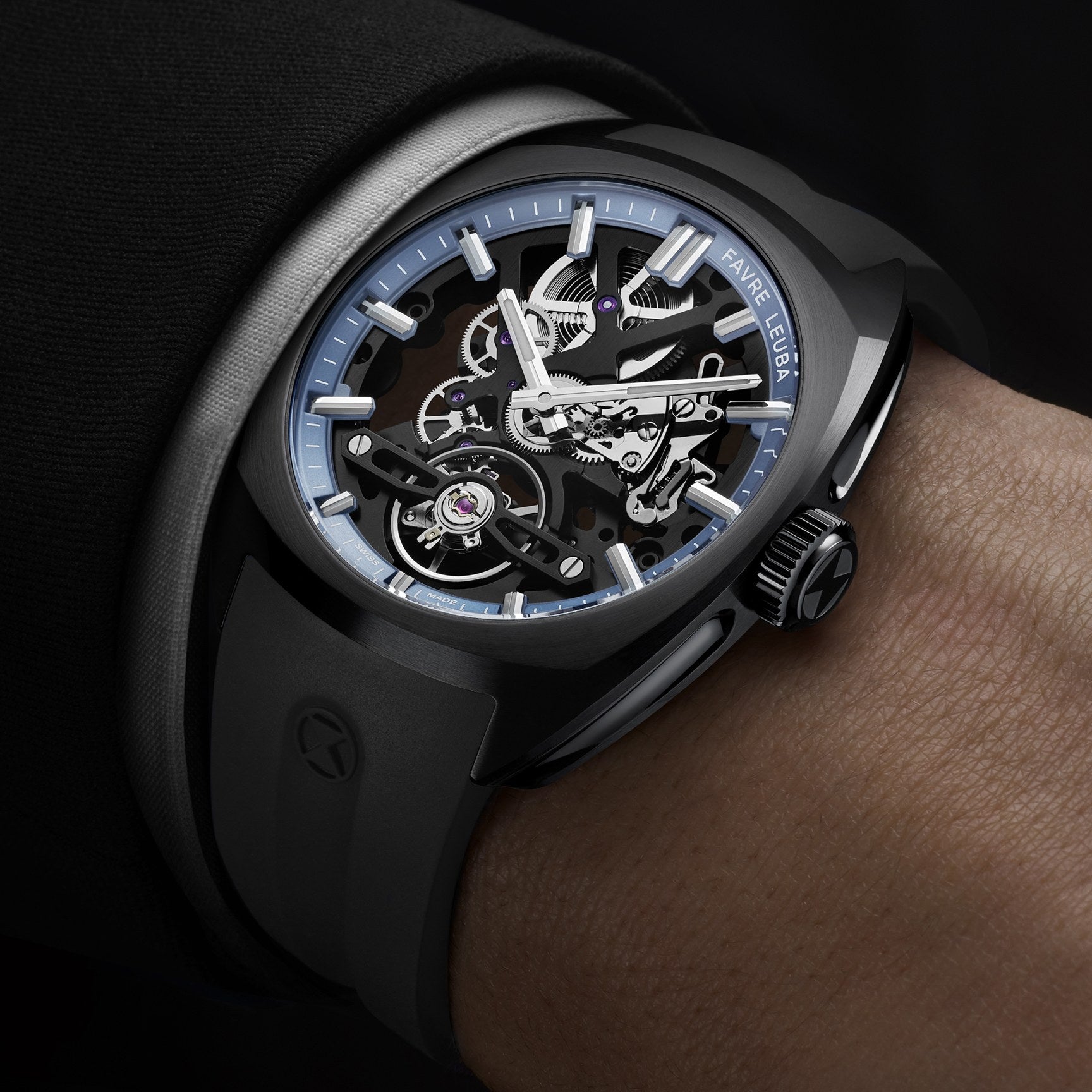 FAVRE LEUBA Chief Skeleton – Black Movement, Ice Blue Minute Ring — 2