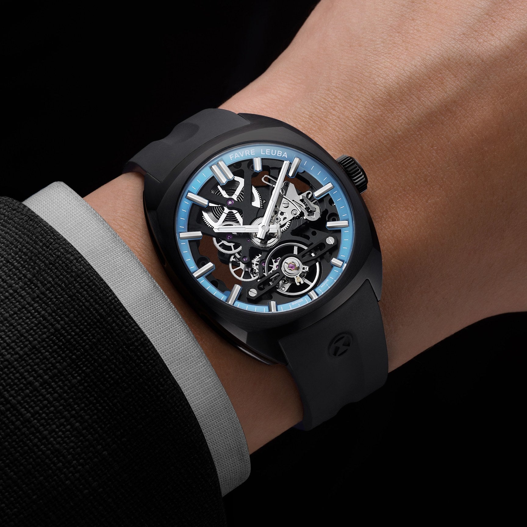 FAVRE LEUBA Chief Skeleton – Black Movement, Ice Blue Minute Ring — 3