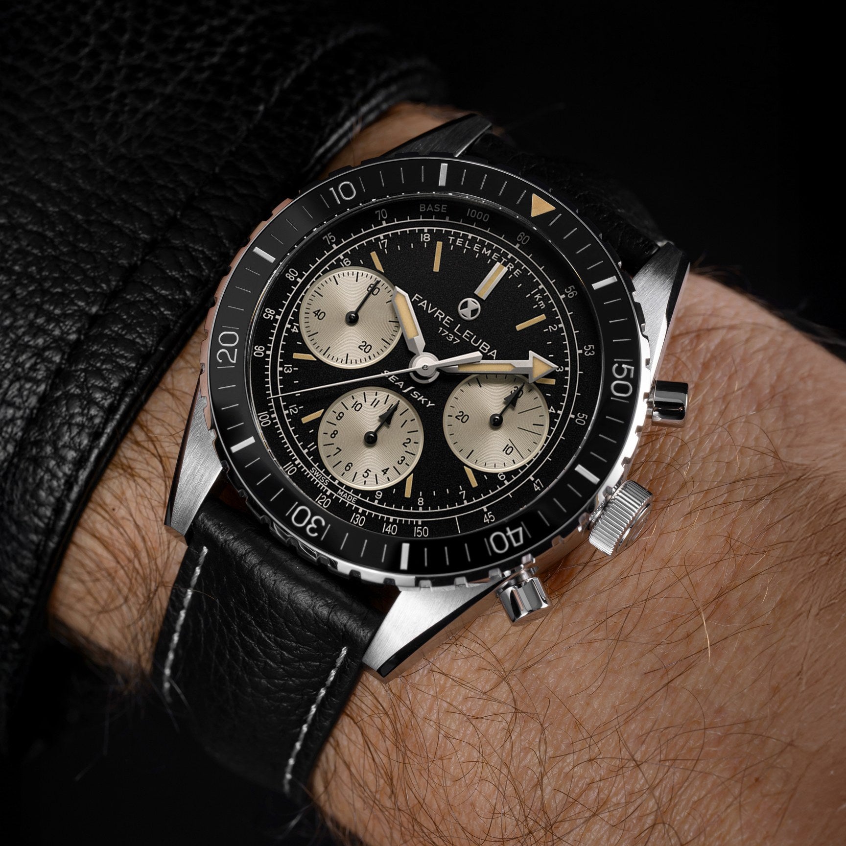 FAVRE LEUBA Sea Sky Revival – Black Dial, Leather Strap — 2