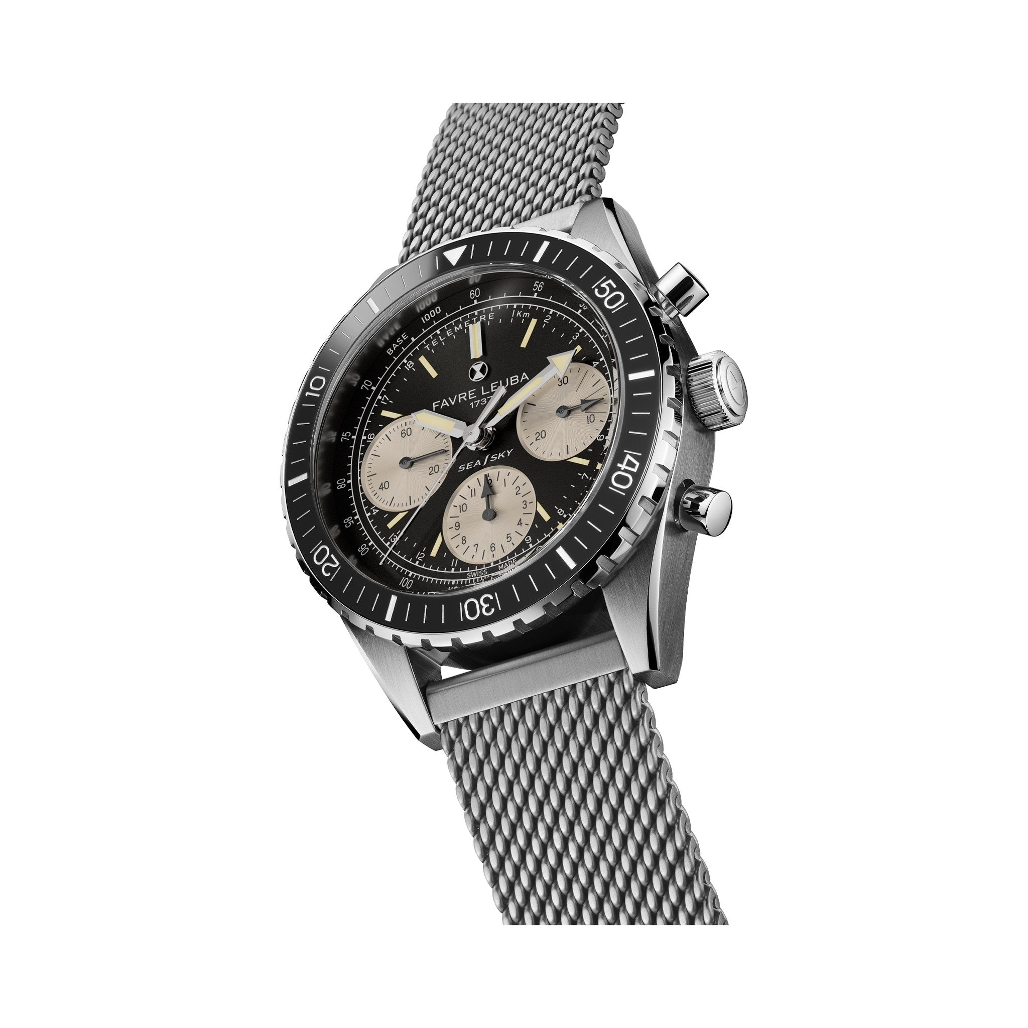 FAVRE LEUBA Sea Sky Revival – Black Dial, Mesh Bracelet