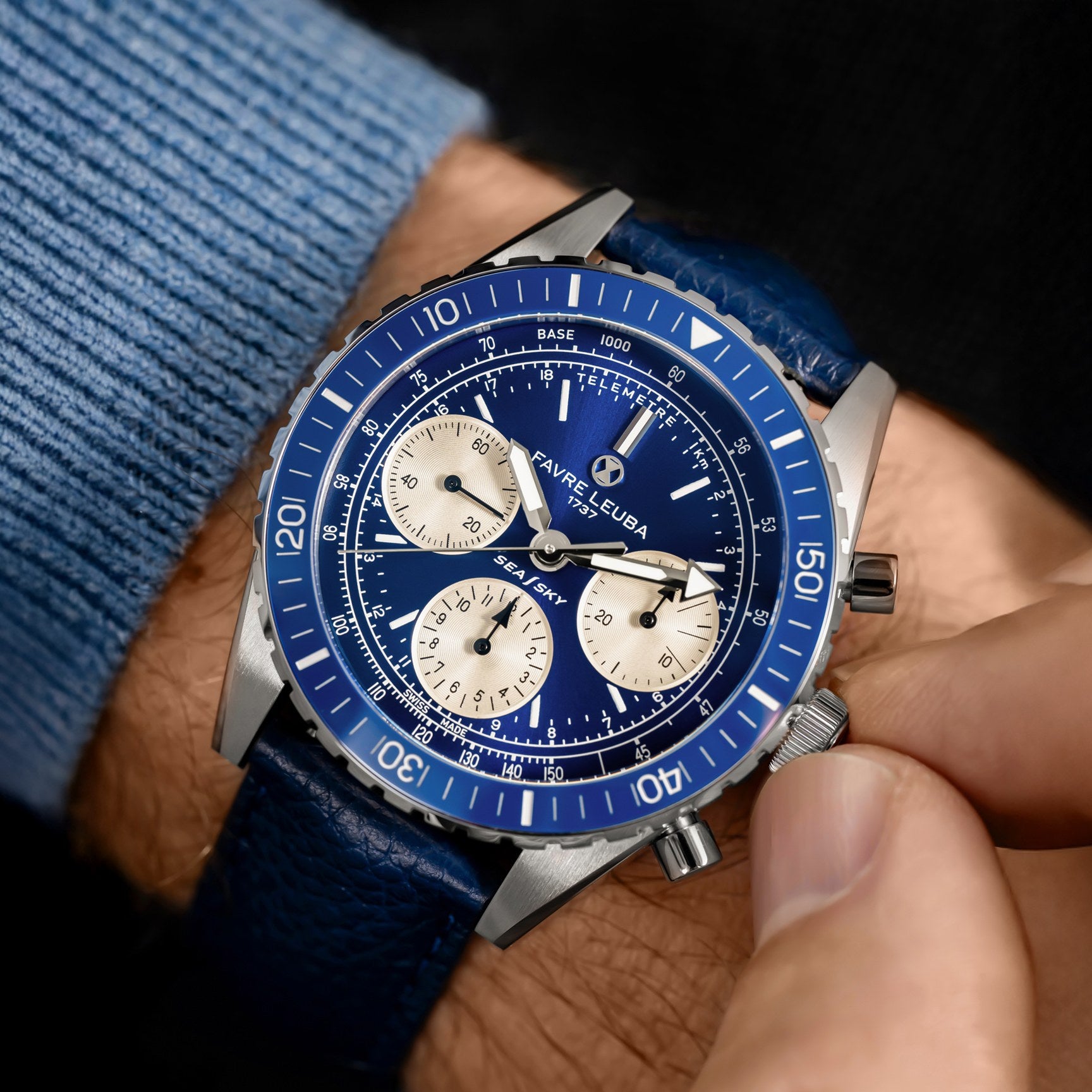 FAVRE LEUBA Sea Sky Revival – Blue Dial, Leather Strap — 2