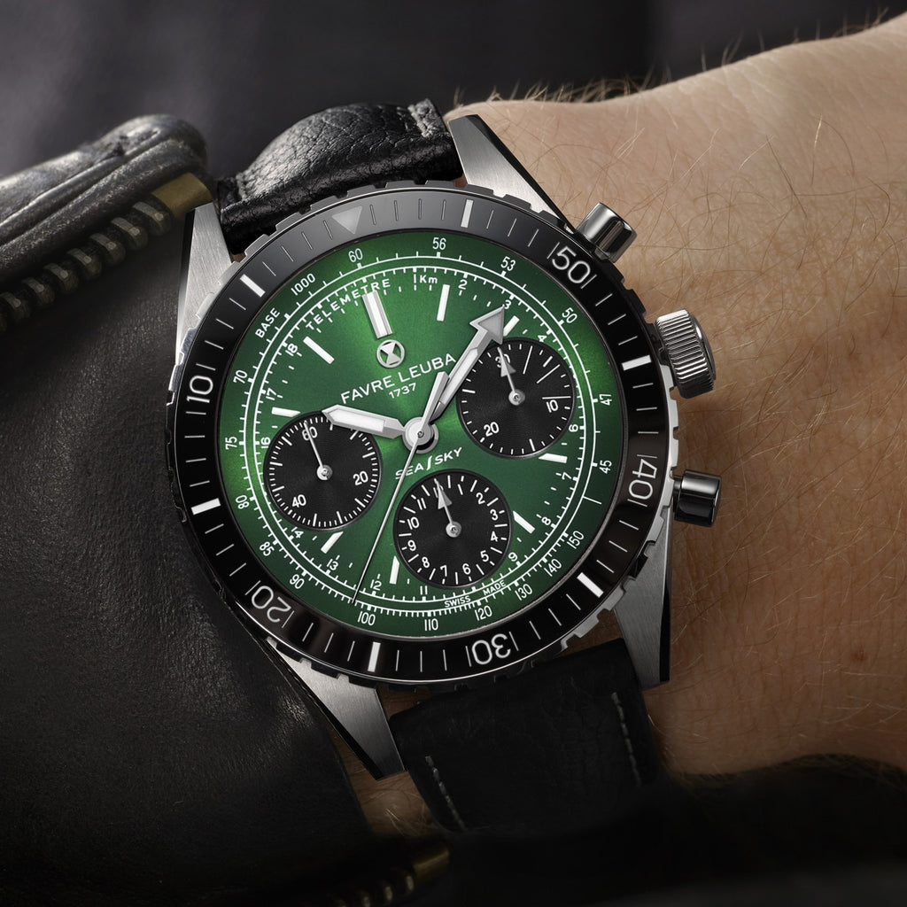 FAVRE LEUBA Sea Sky Revival – Green Dial, Leather Strap — 2