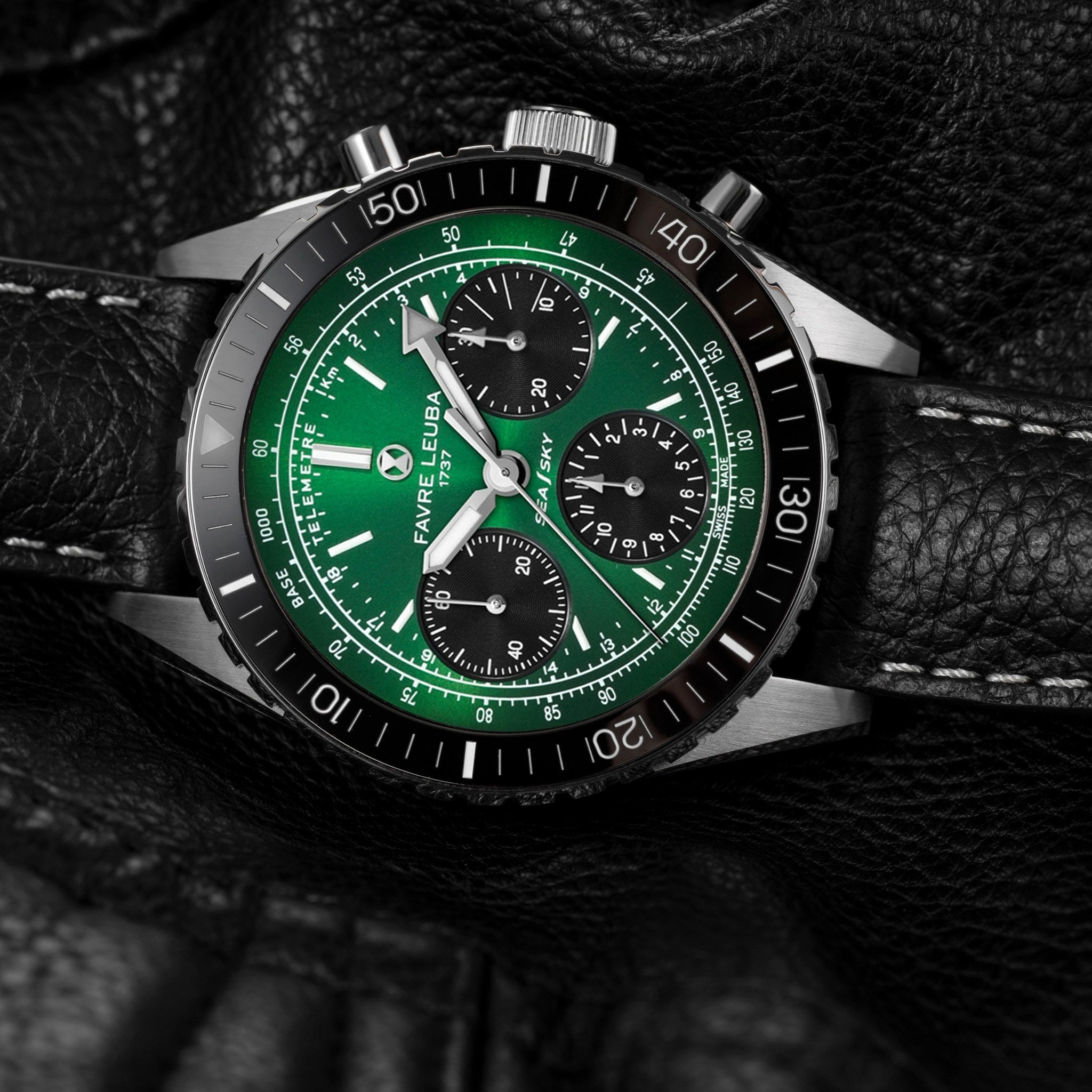 FAVRE LEUBA Sea Sky Revival – Green Dial, Leather Strap — 4