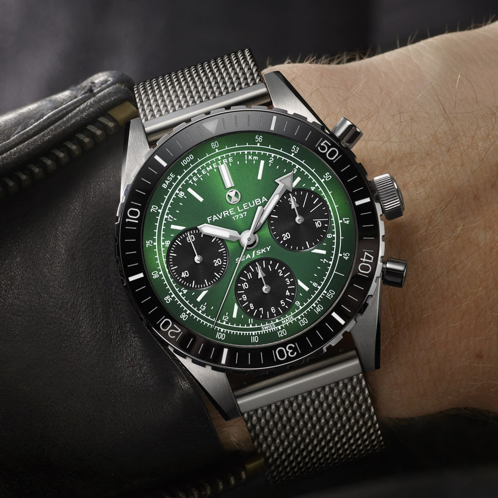 FAVRE LEUBA Sea Sky Revival – Green Dial, Mesh Bracelet — 2