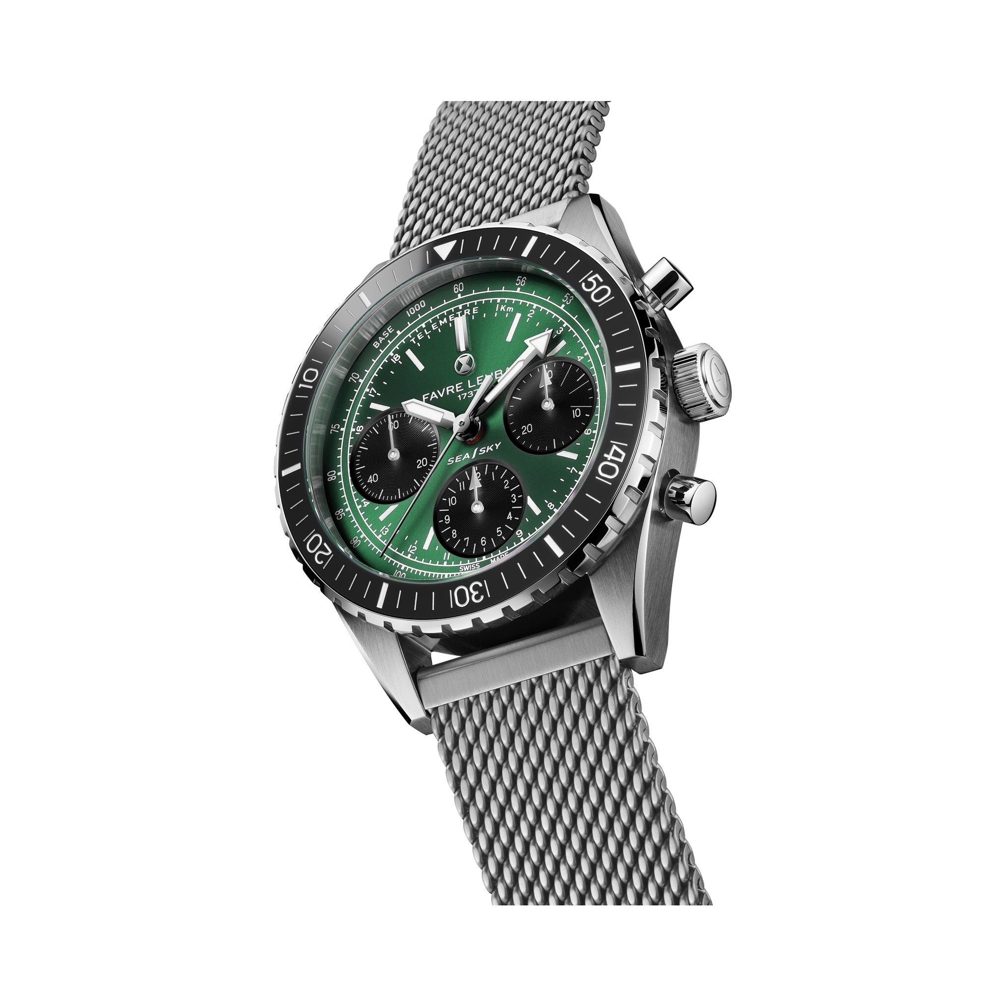 FAVRE LEUBA Sea Sky Revival – Green Dial, Mesh Bracelet — 5