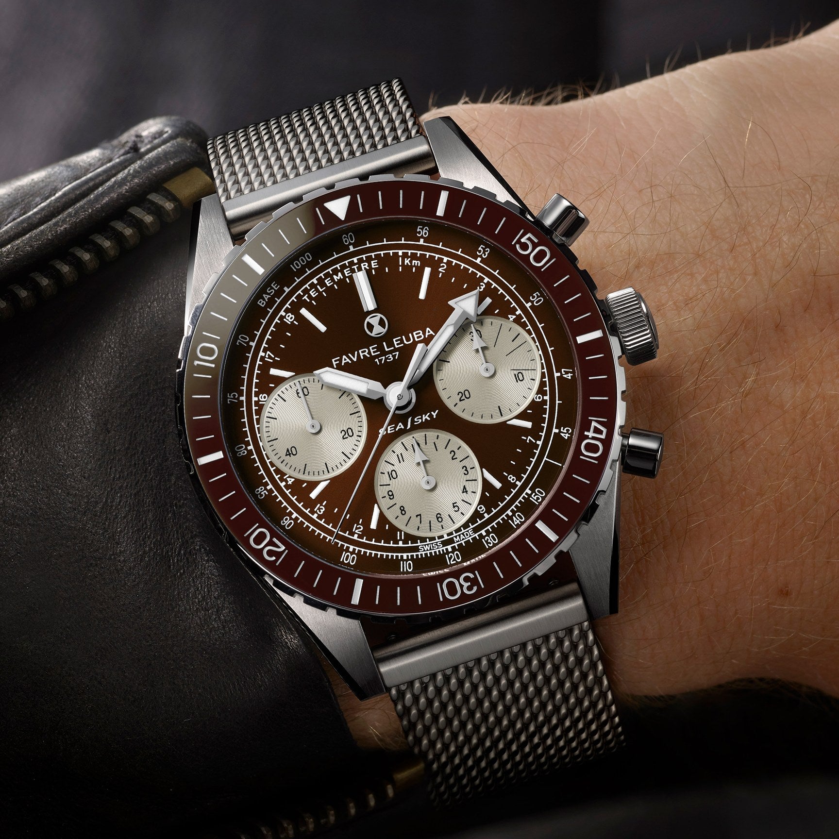 FAVRE LEUBA Sea Sky Revival – Brown Dial, Mesh Bracelet — 2