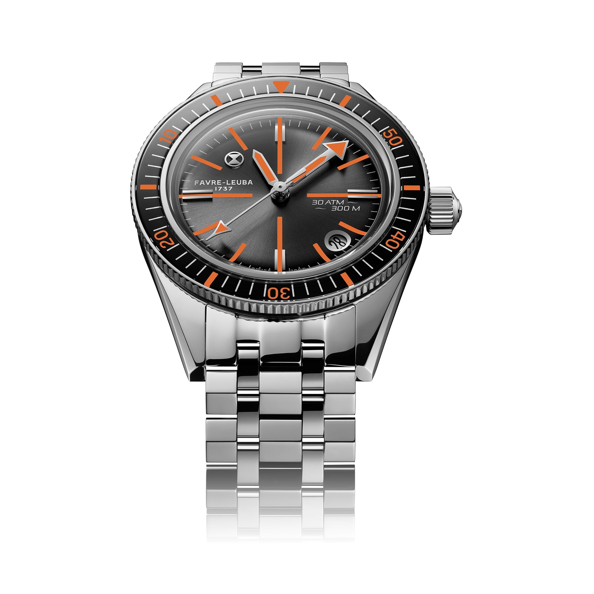 FAVRE LEUBA Deep Raider Revival – Gray Dial with Orange Accents, Steel Bracelet — 5