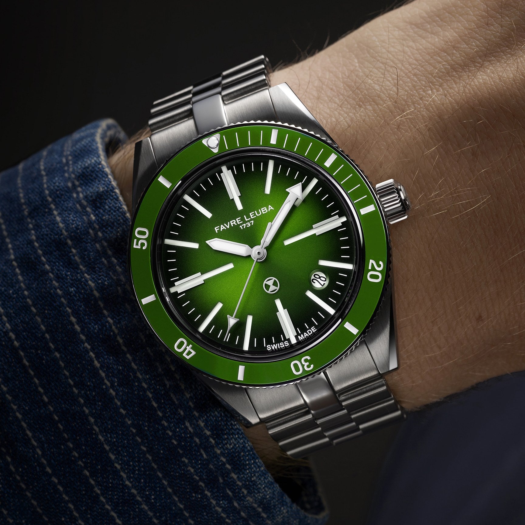 FAVRE LEUBA Deep Raider Renaissance – Green Dial, Steel Bracelet — 3