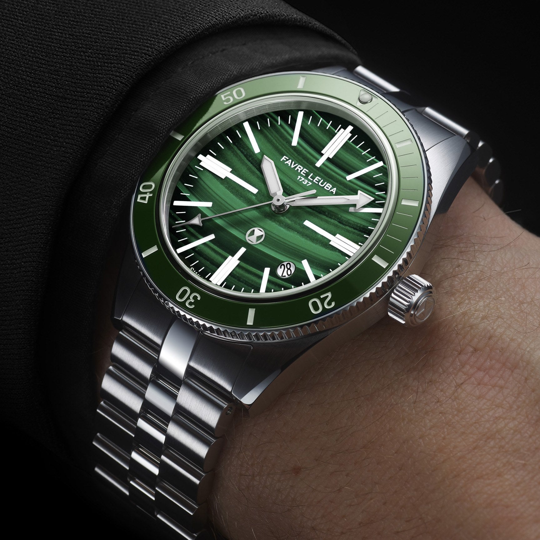 FAVRE LEUBA Deep Raider Renaissance – Malachite Dial, Steel Bracelet — 2