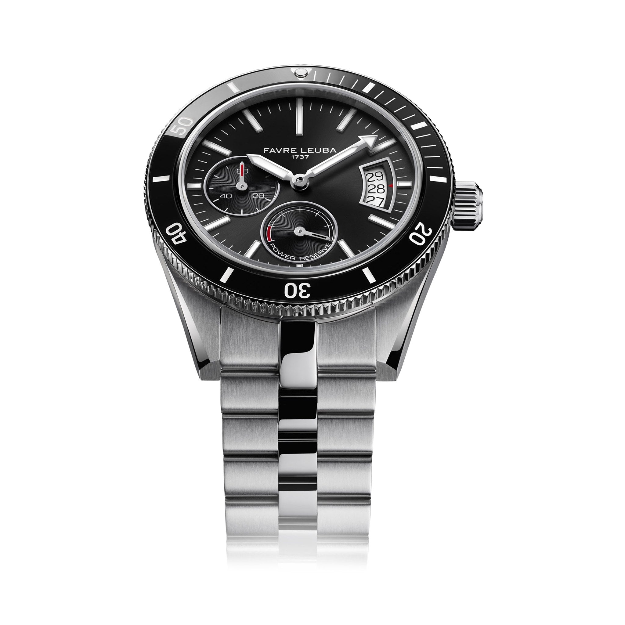 FAVRE LEUBA Deep Raider Power Reserve – Black Dial, Steel Bracelet