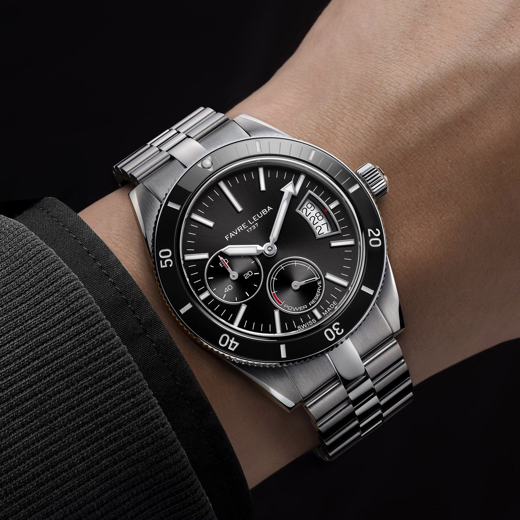 FAVRE LEUBA Deep Raider Power Reserve – Black Dial, Steel Bracelet — 3