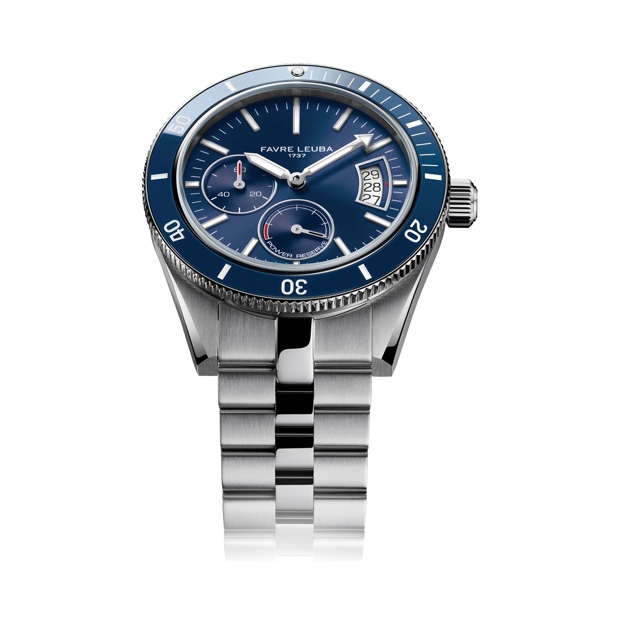 FAVRE LEUBA Deep Raider Power Reserve – Blue Dial, Steel Bracelet
