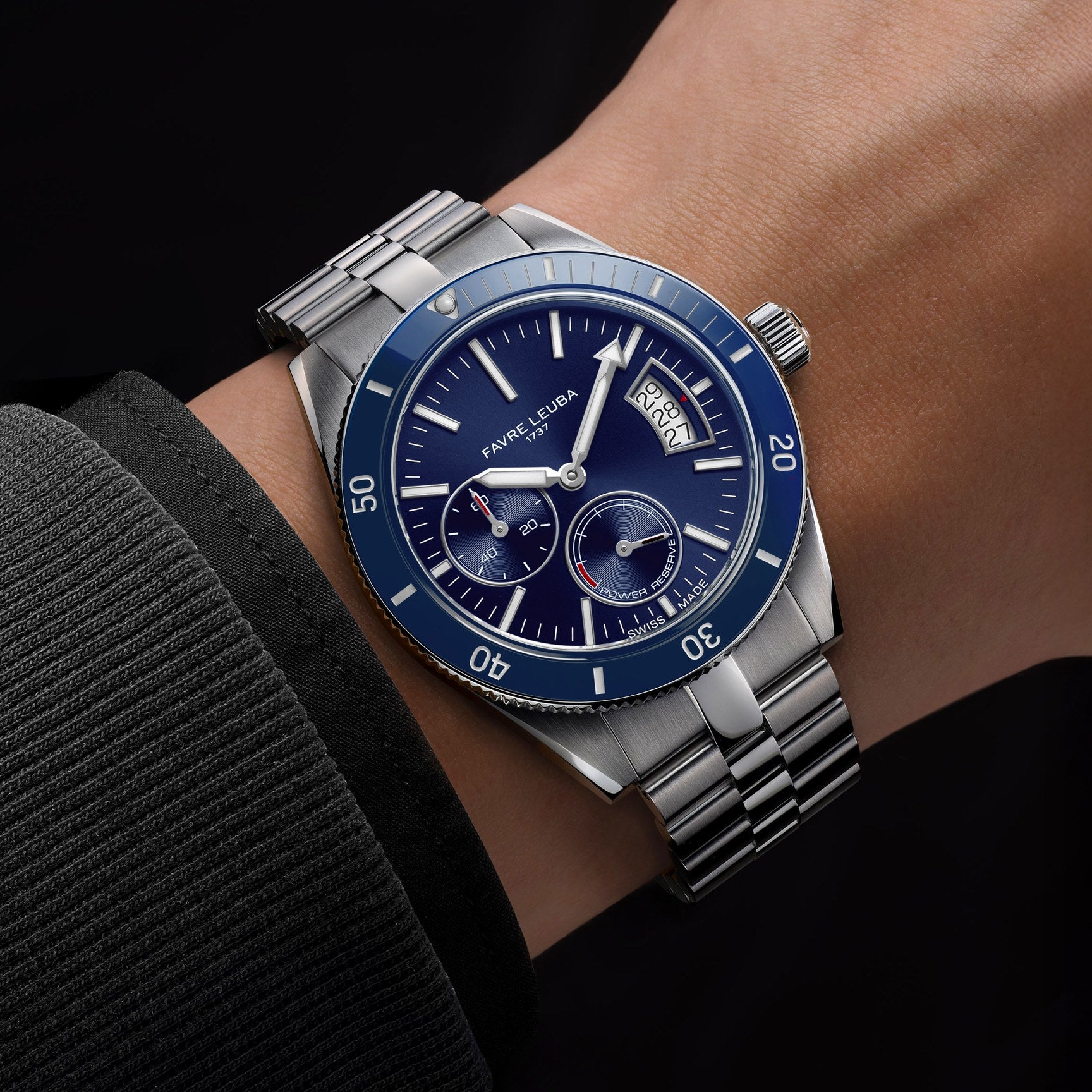 FAVRE LEUBA Deep Raider Power Reserve – Blue Dial, Steel Bracelet — 2