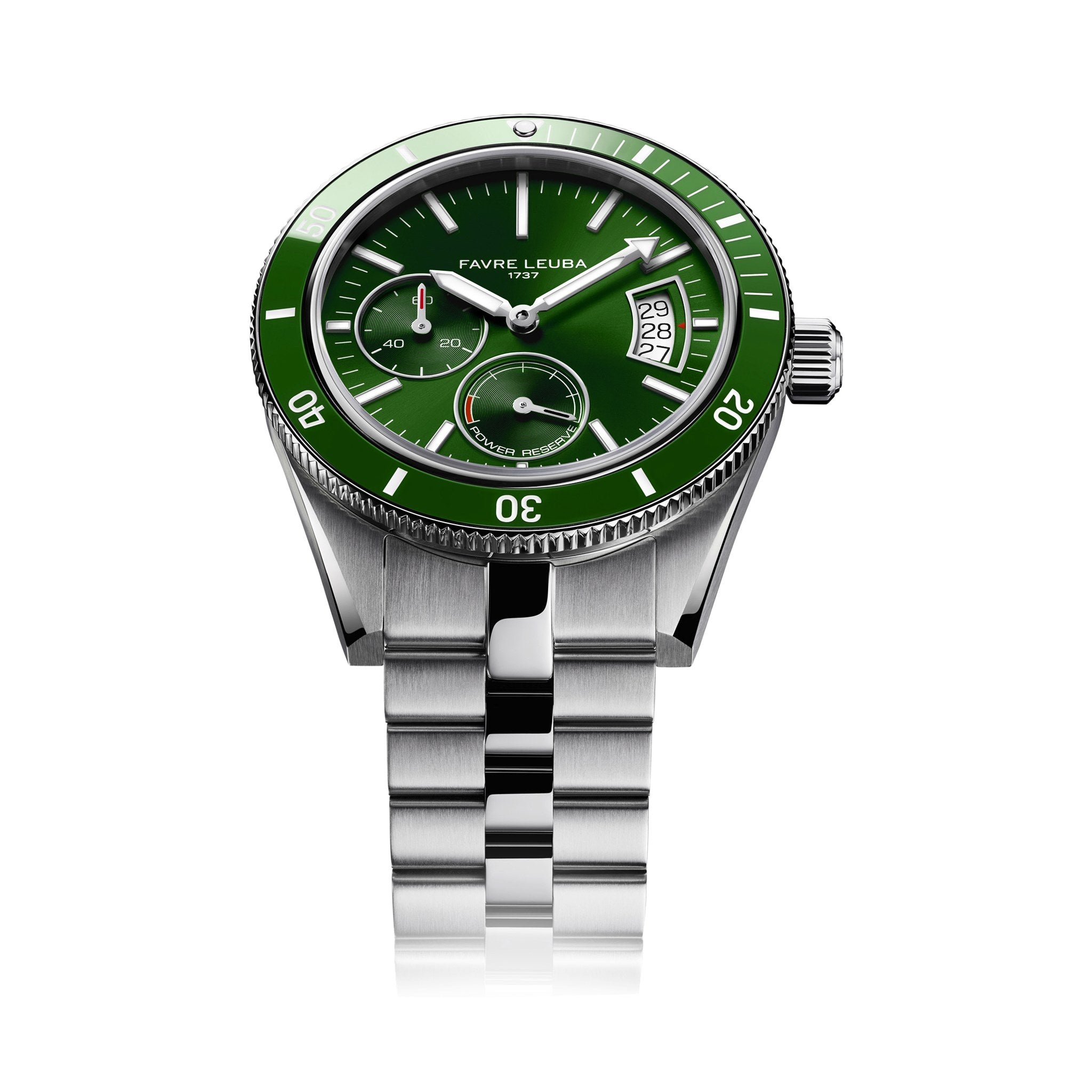FAVRE LEUBA Deep Raider Power Reserve – Green Dial, Steel Bracelet