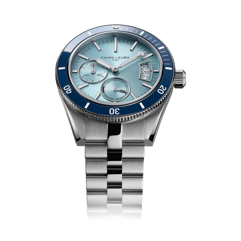 FAVRE LEUBA Deep Raider Power Reserve – Ice Blue Dial, Steel Bracelet