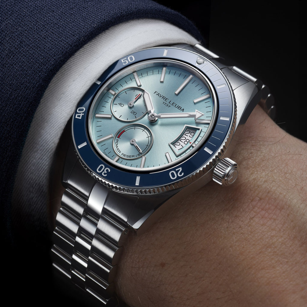 FAVRE LEUBA Deep Raider Power Reserve – Ice Blue Dial, Steel Bracelet — 2