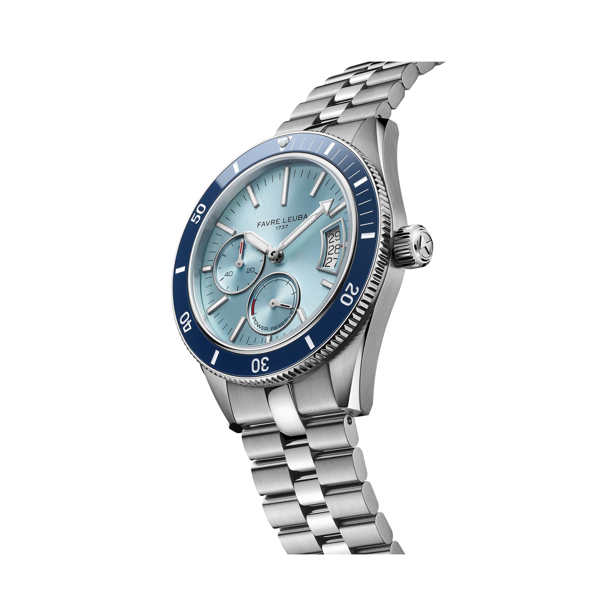 FAVRE LEUBA Deep Raider Power Reserve – Ice Blue Dial, Steel Bracelet — 5