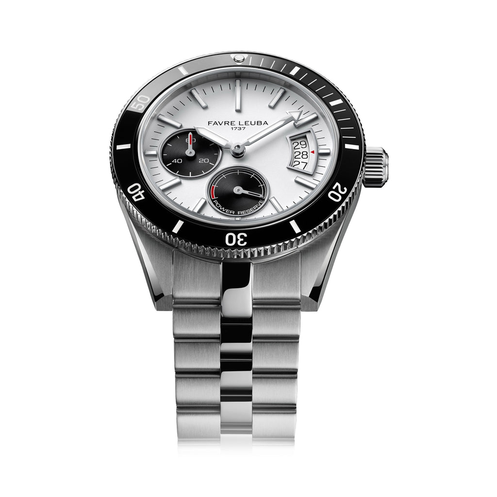 FAVRE LEUBA Deep Raider Power Reserve – White Dial, Steel Bracelet