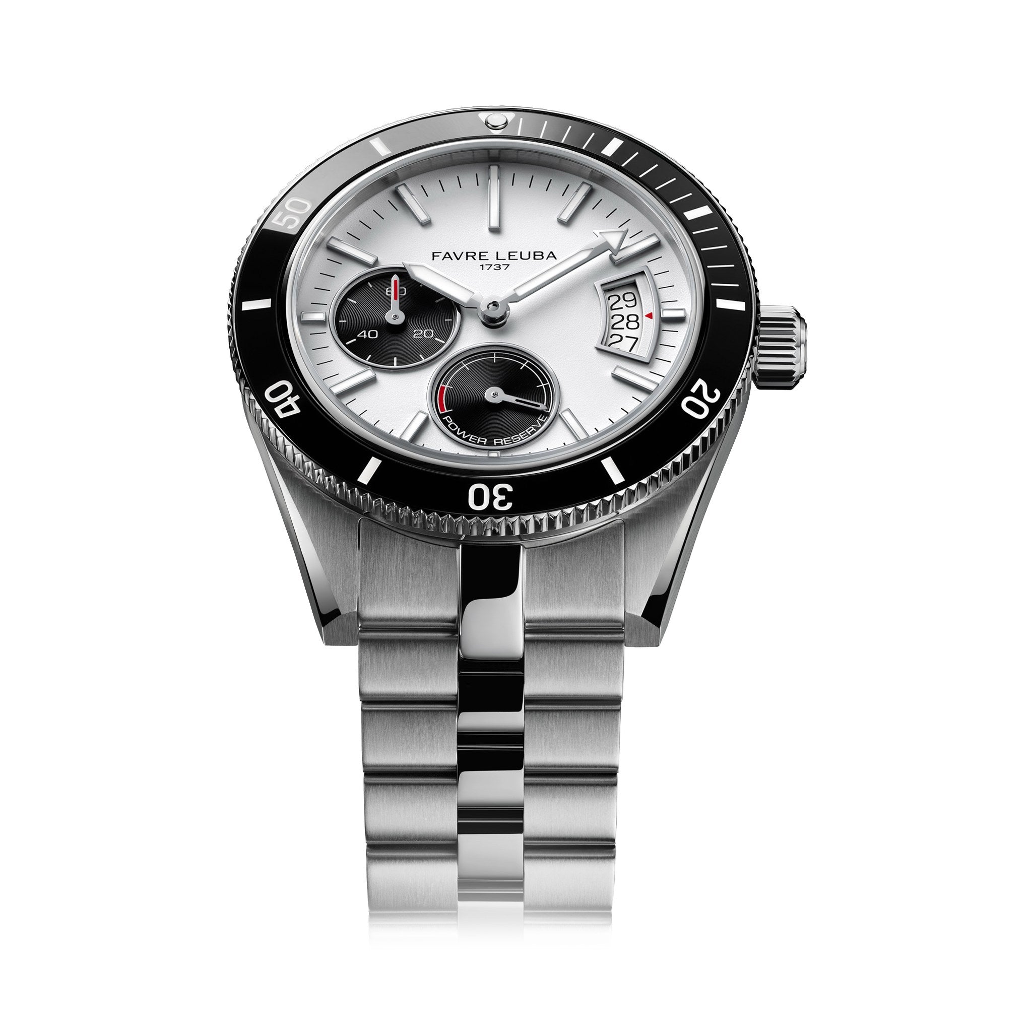 FAVRE LEUBA Deep Raider Power Reserve – White Dial, Steel Bracelet