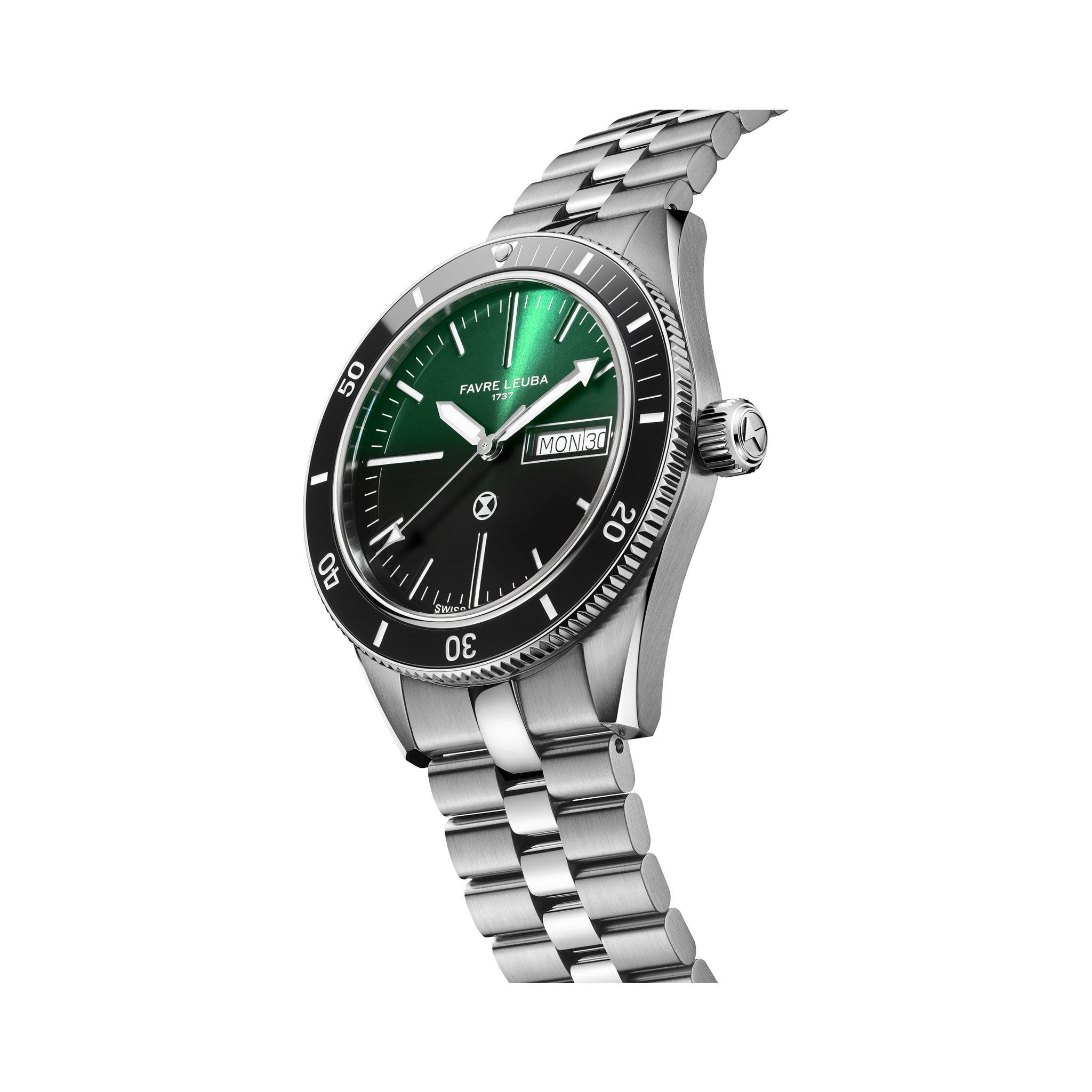 FAVRE LEUBA Deep Raider Day Date – Green Dial, Steel Bracelet
