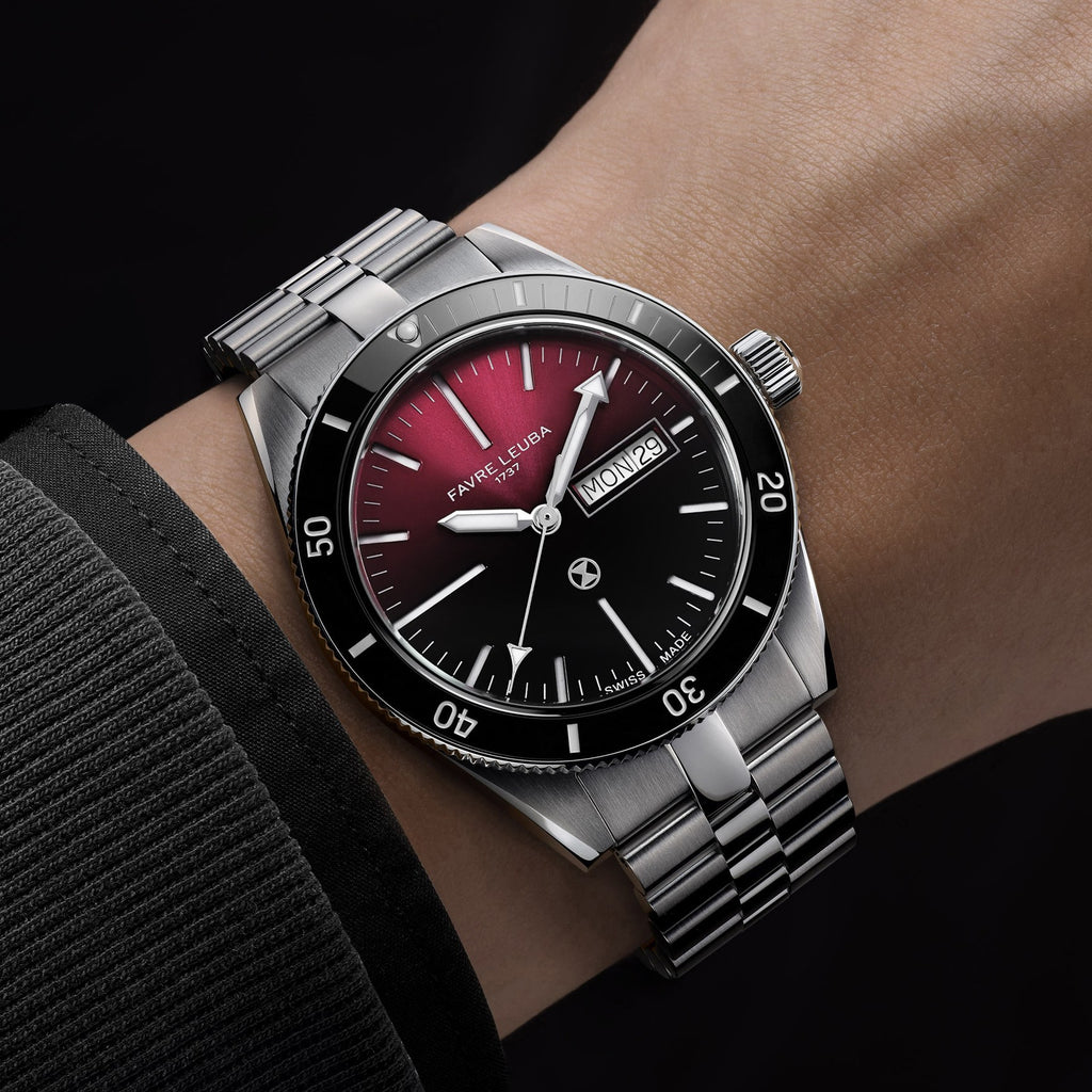 FAVRE LEUBA Deep Raider Day Date – Burgundy Dial, Steel Bracelet — 3