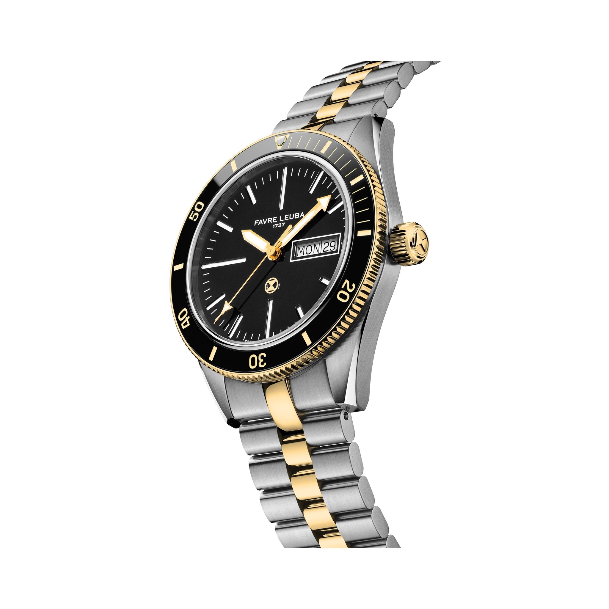FAVRE LEUBA Deep Raider Day Date Bicolor – Black Dial, Steel & Gold Bracelet