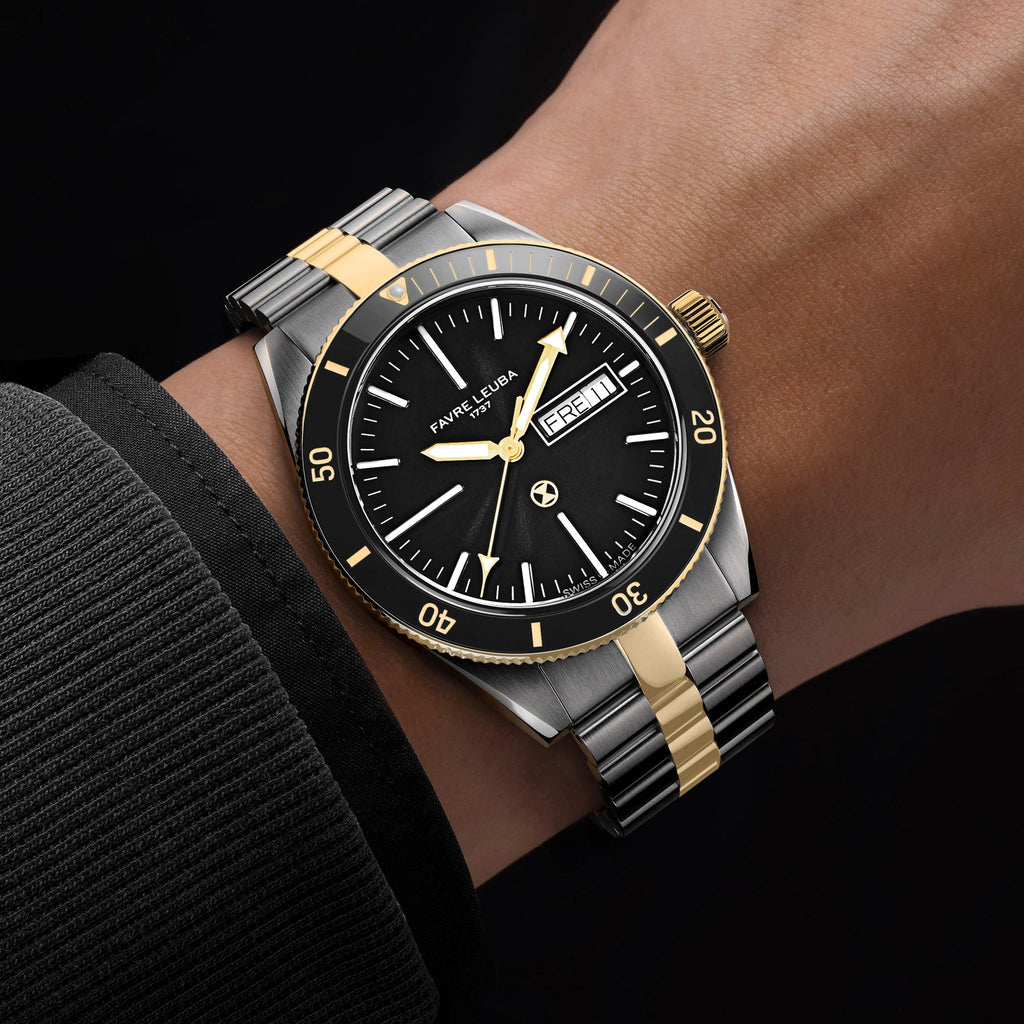 FAVRE LEUBA Deep Raider Day Date Bicolor – Black Dial, Steel & Gold Bracelet — 2