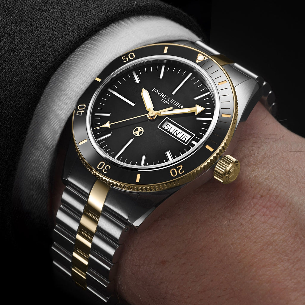 FAVRE LEUBA Deep Raider Day Date Bicolor – Black Dial, Steel & Gold Bracelet — 3