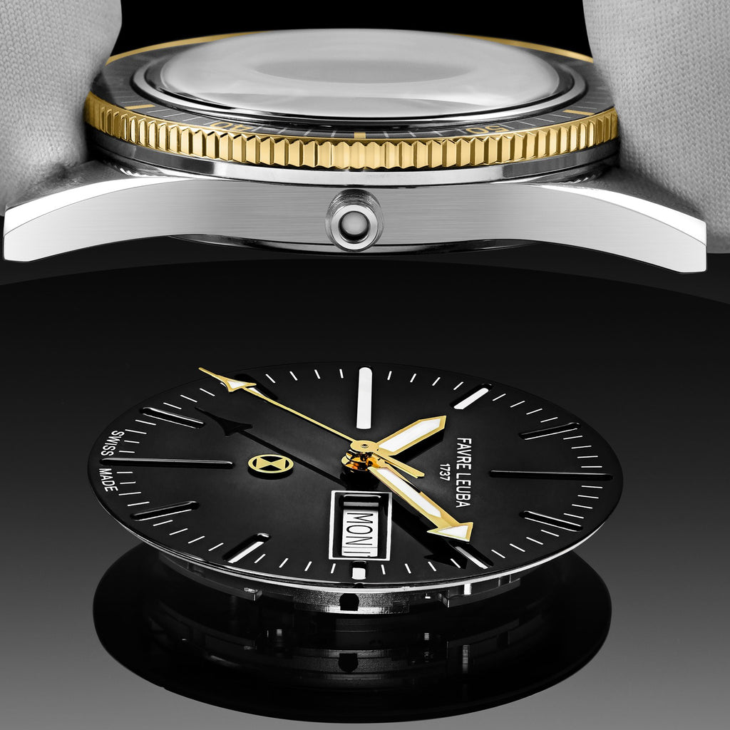 FAVRE LEUBA Deep Raider Day Date Bicolor – Black Dial, Steel & Gold Bracelet — 4