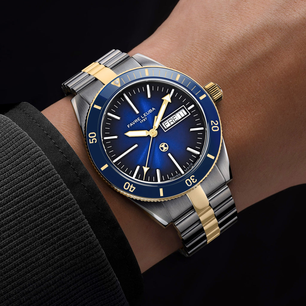 FAVRE LEUBA Deep Raider Day Date Bicolor – Blue Dial, Steel & Gold Bracelet — 2