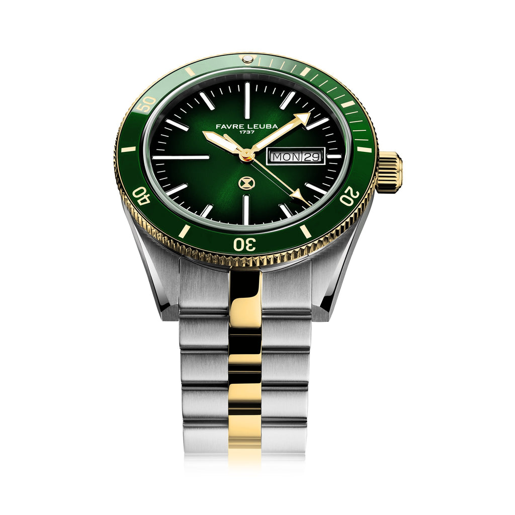 FAVRE LEUBA Deep Raider Day Date Bicolor – Green Dial, Steel & Gold Bracelet