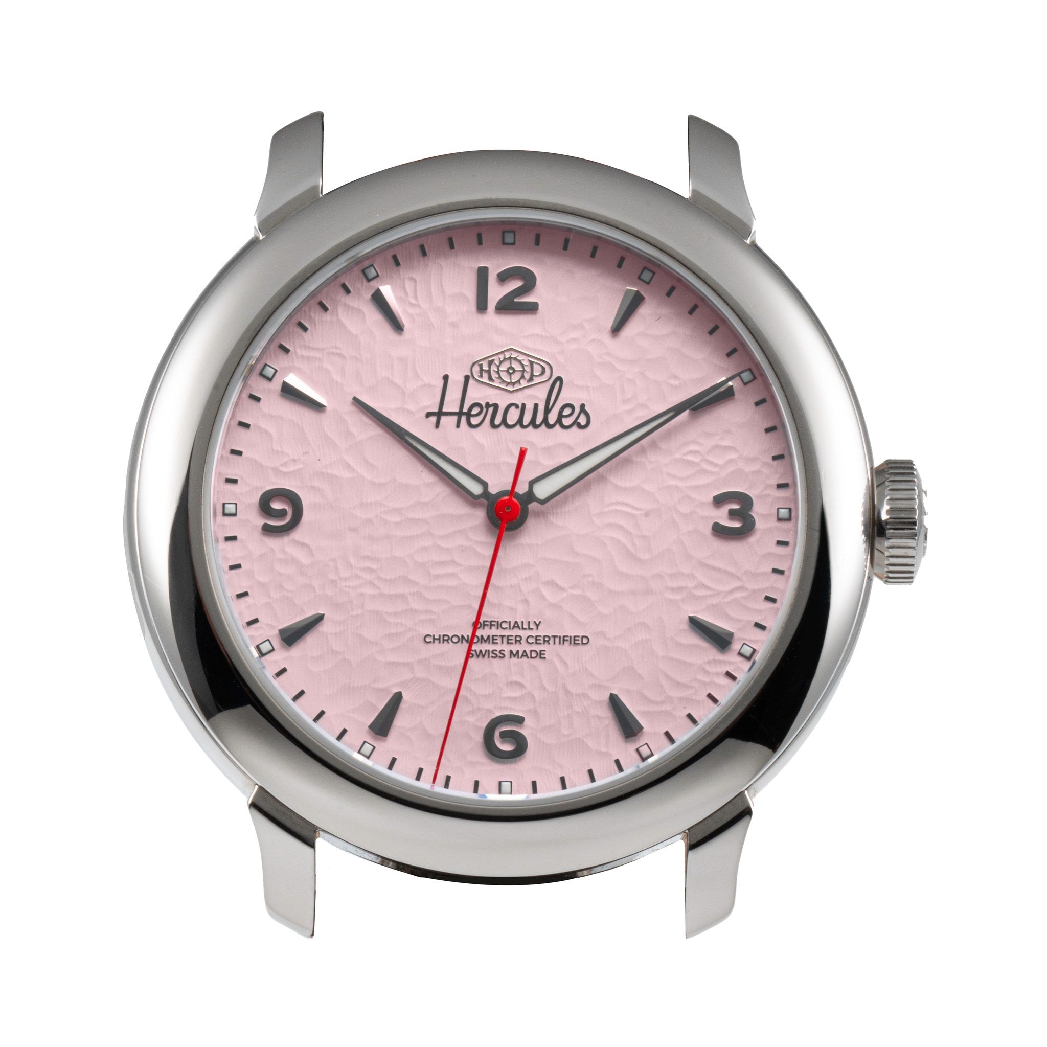 HP Hercules Hercules Tantalum – Full Polished — Ice Pink dial (steel case shown for reference)