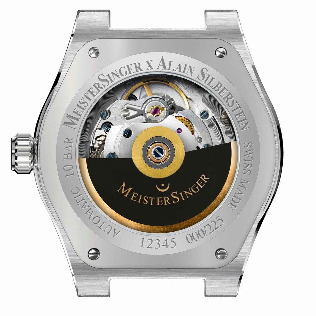 Exhibition caseback, MeisterSinger X Alain Silberstein