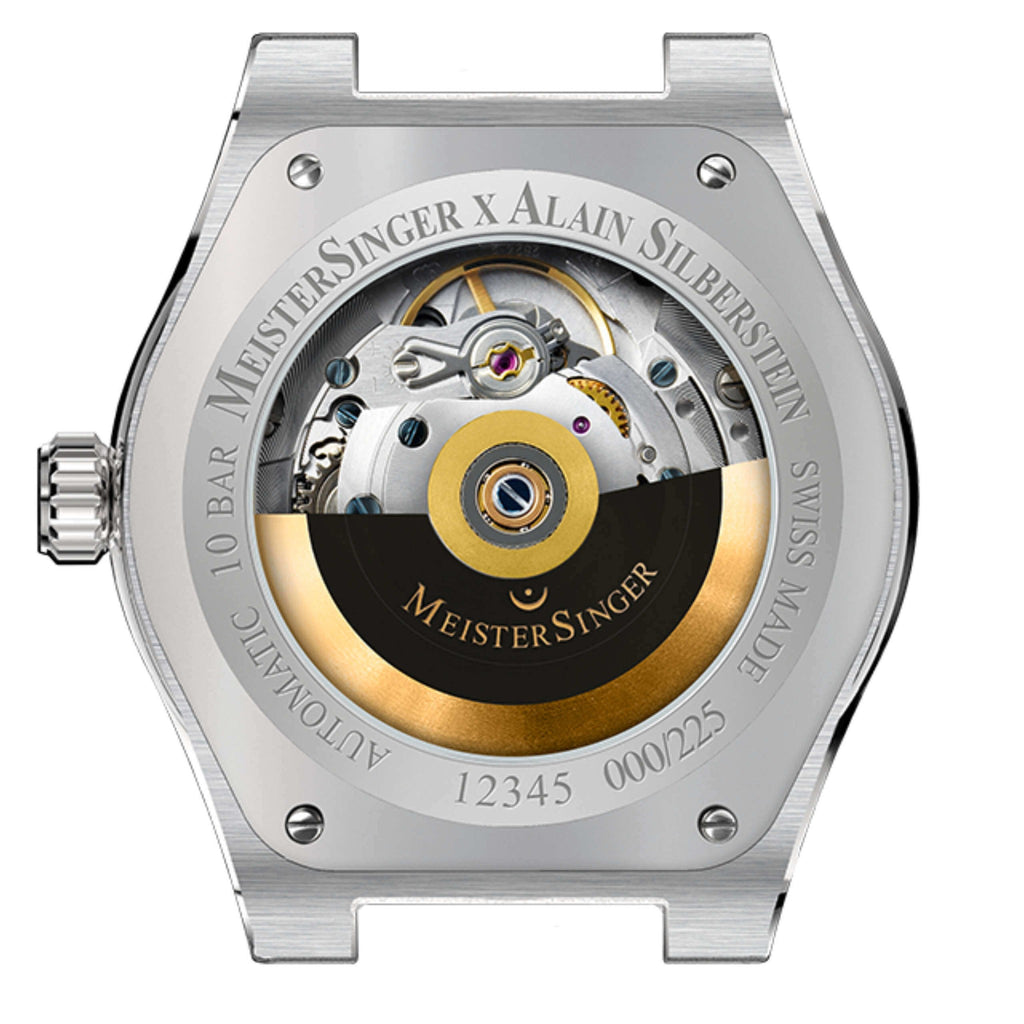 Exhibition caseback, MeisterSinger X Alain Silberstein