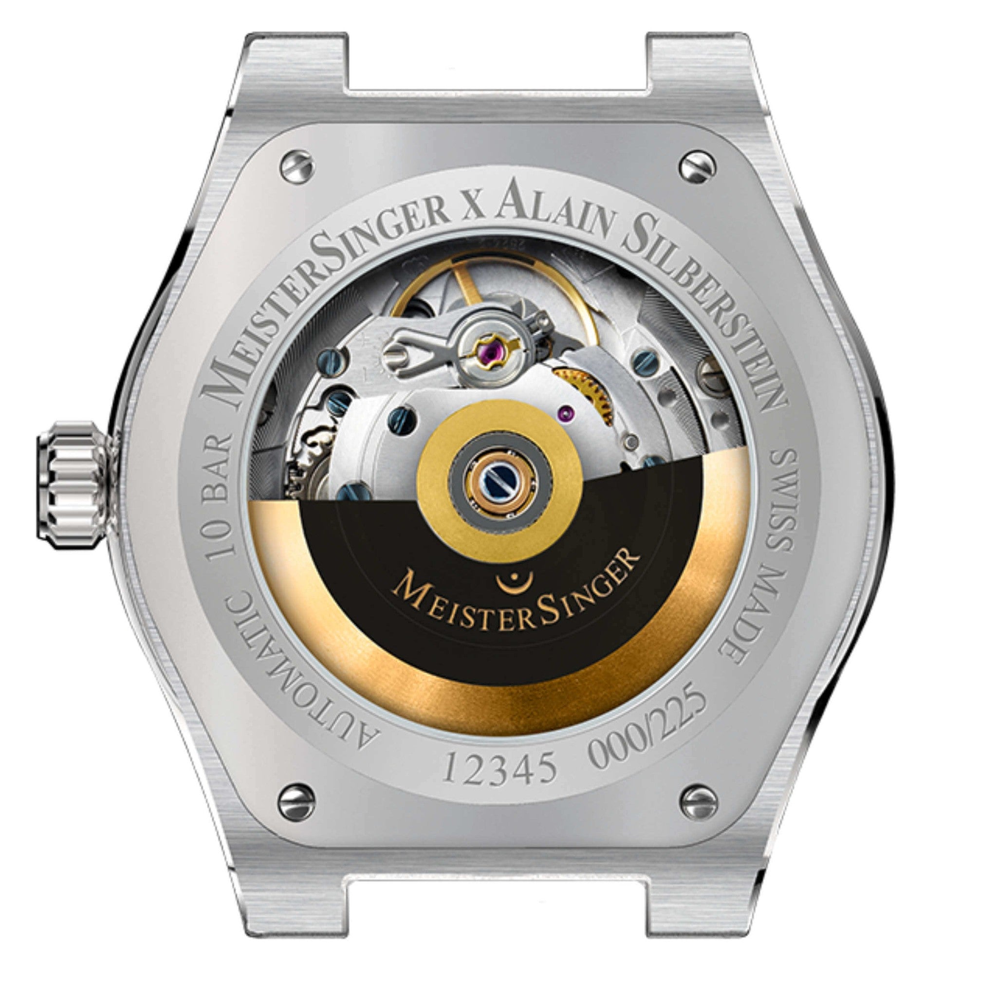 Exhibition caseback, MeisterSinger X Alain Silberstein